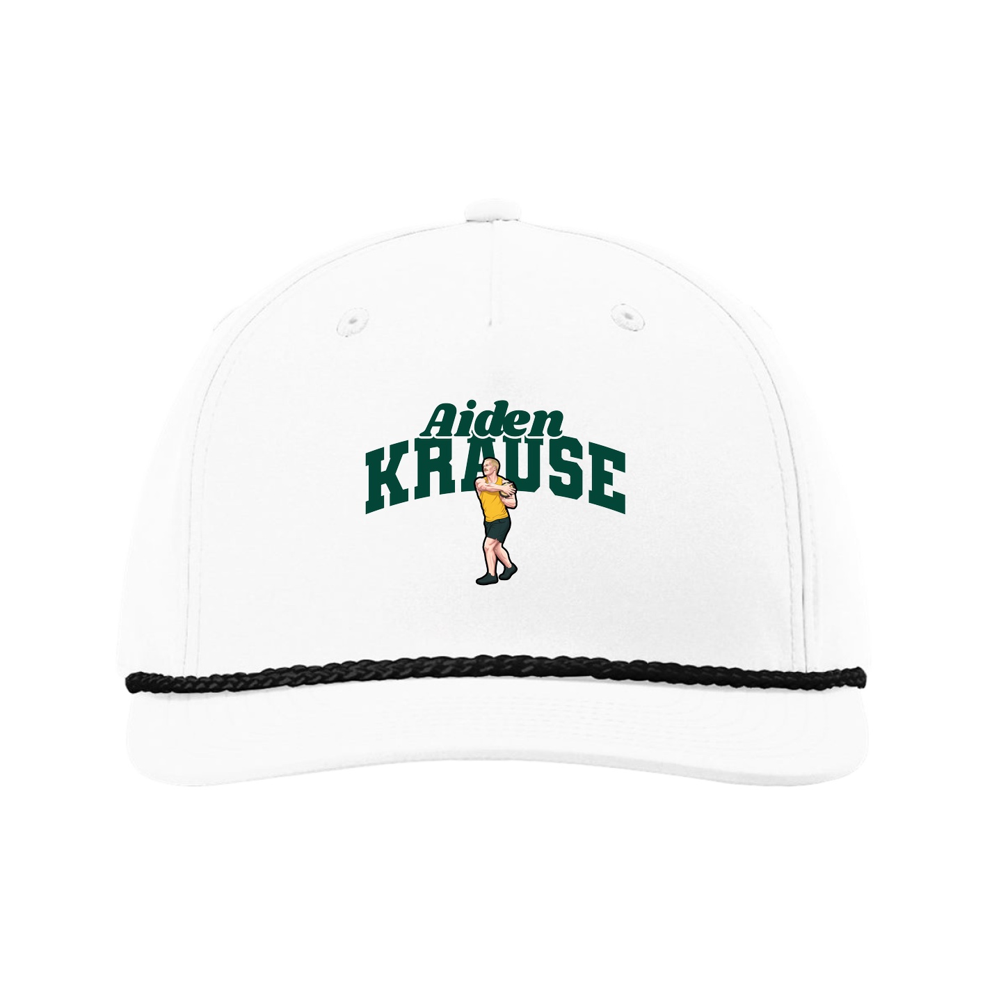 Five-Panel Classic Rope Cap — Signature Arch in White