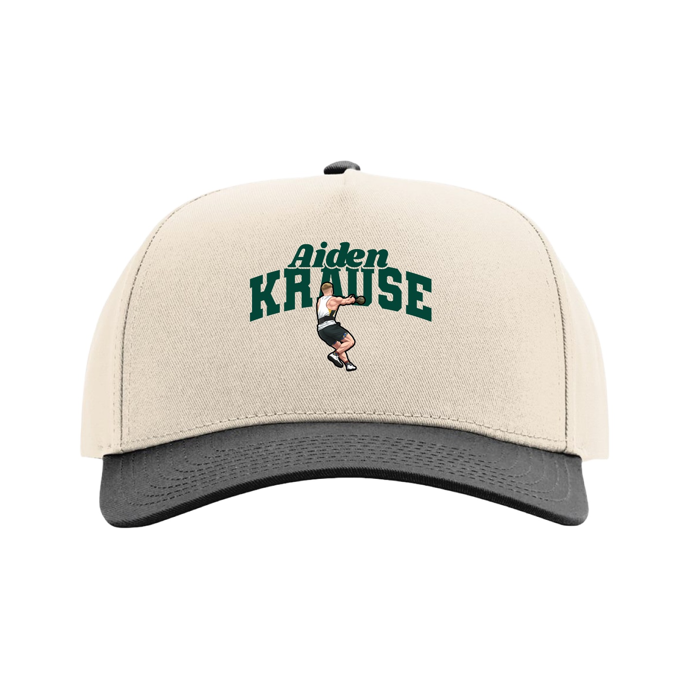 Full Fabric Five-Panel Champ Cap — Signature Arch in Cream/Black