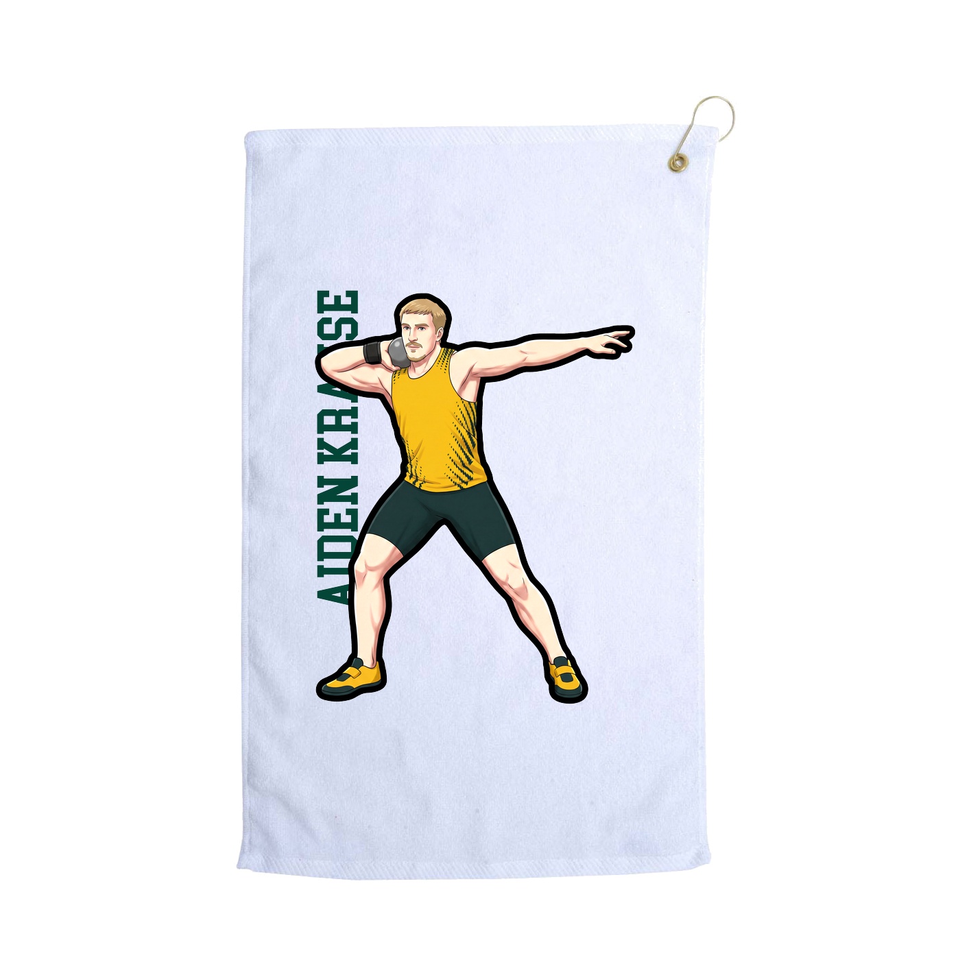 Golf Towel — Name Vertical in White