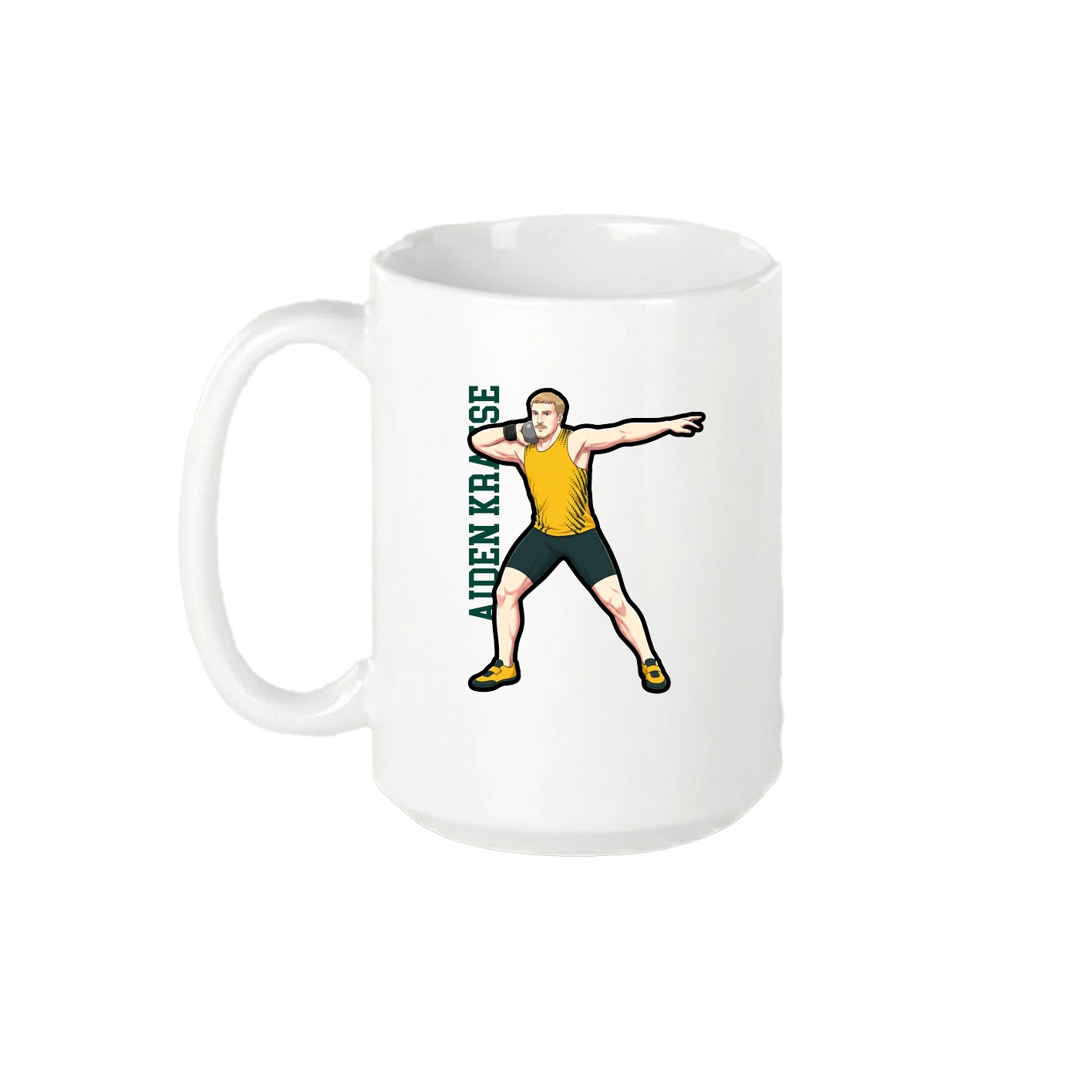 15oz Coffee Mug — Name Vertical in White