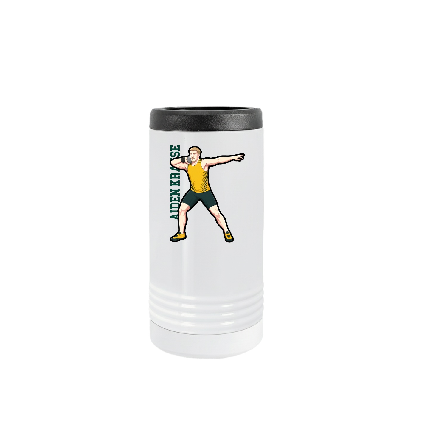 Slim Beverage Holder — Name Vertical in White