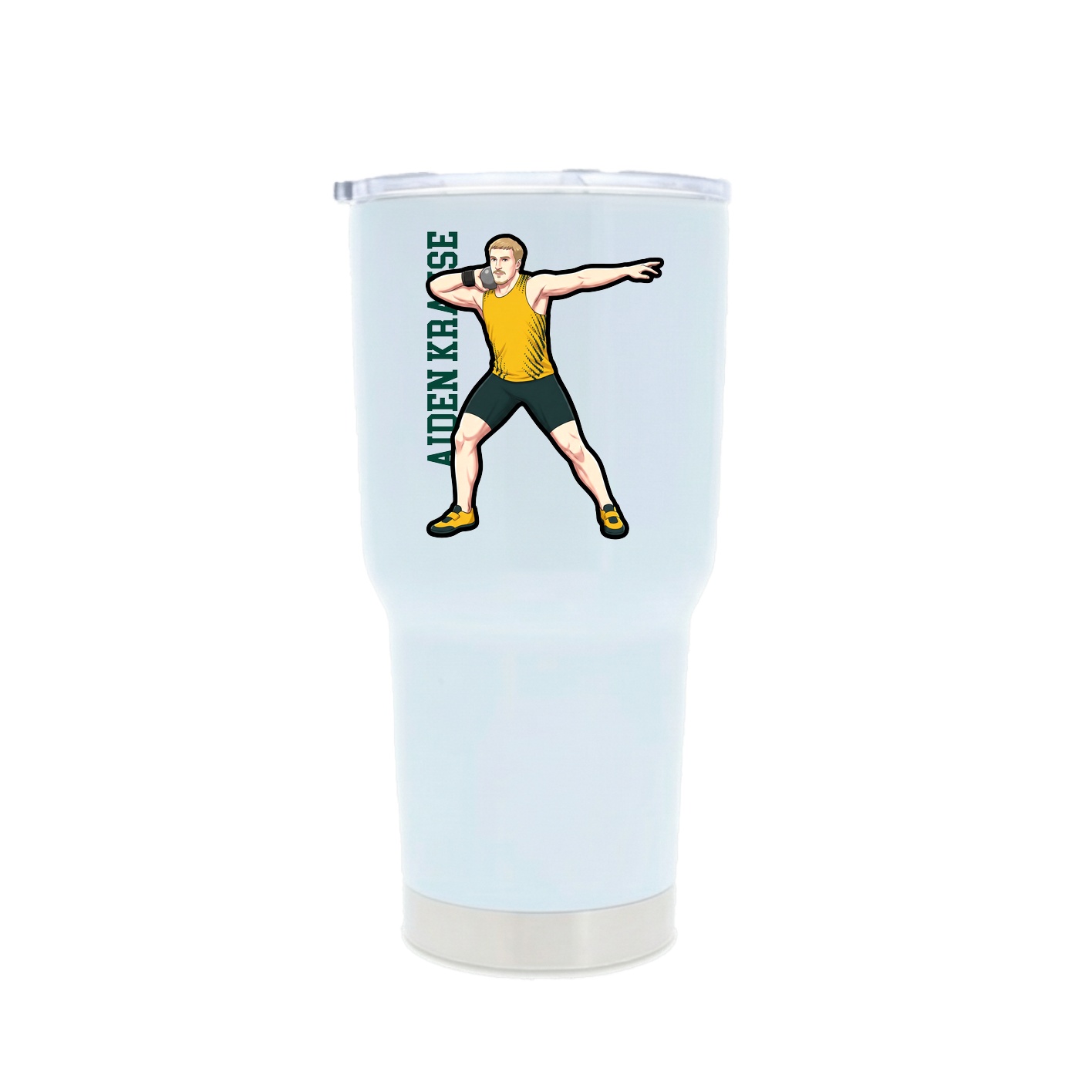 30oz Stainless Steel Tumbler — Name Vertical in White