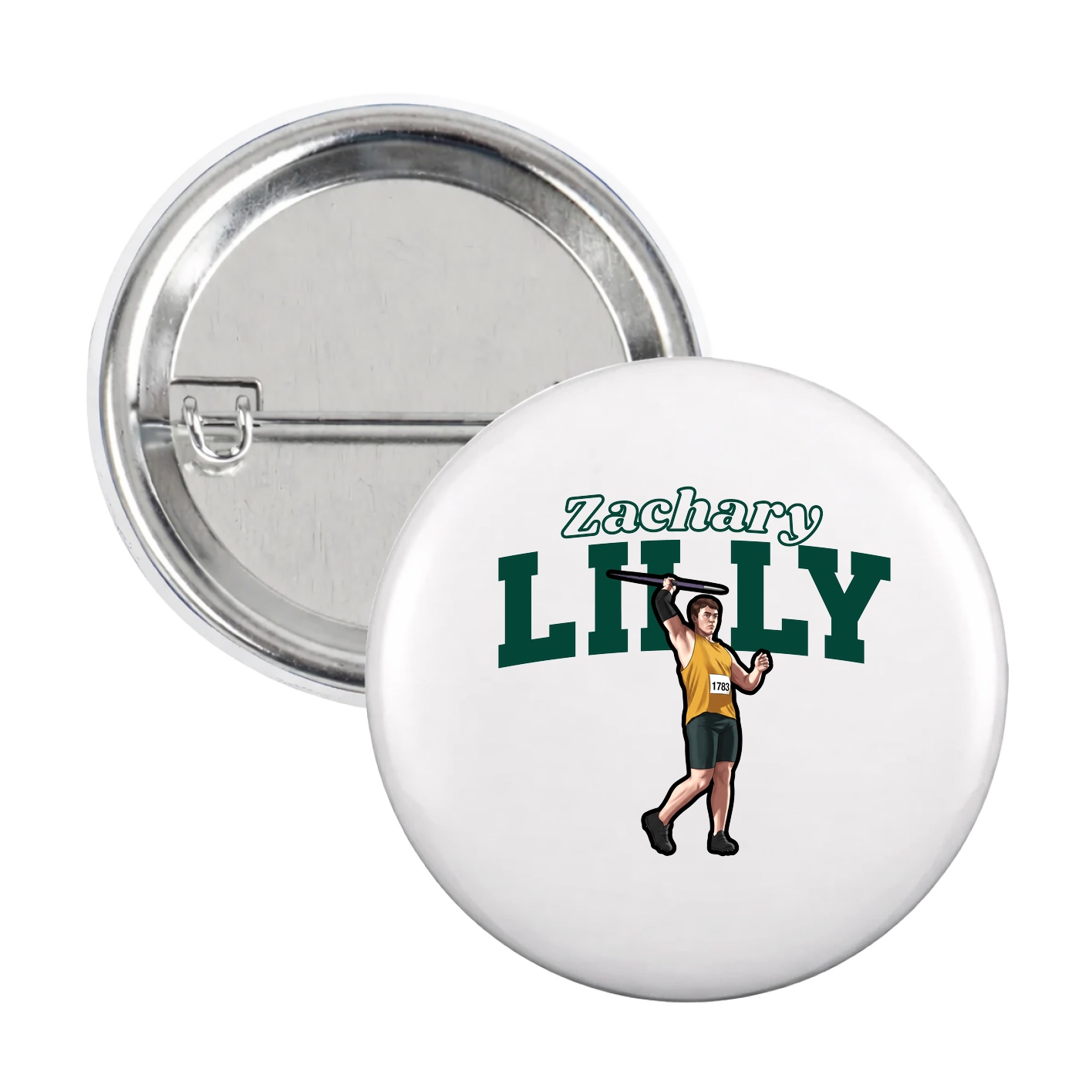 Game Day Button — Name Arch in White