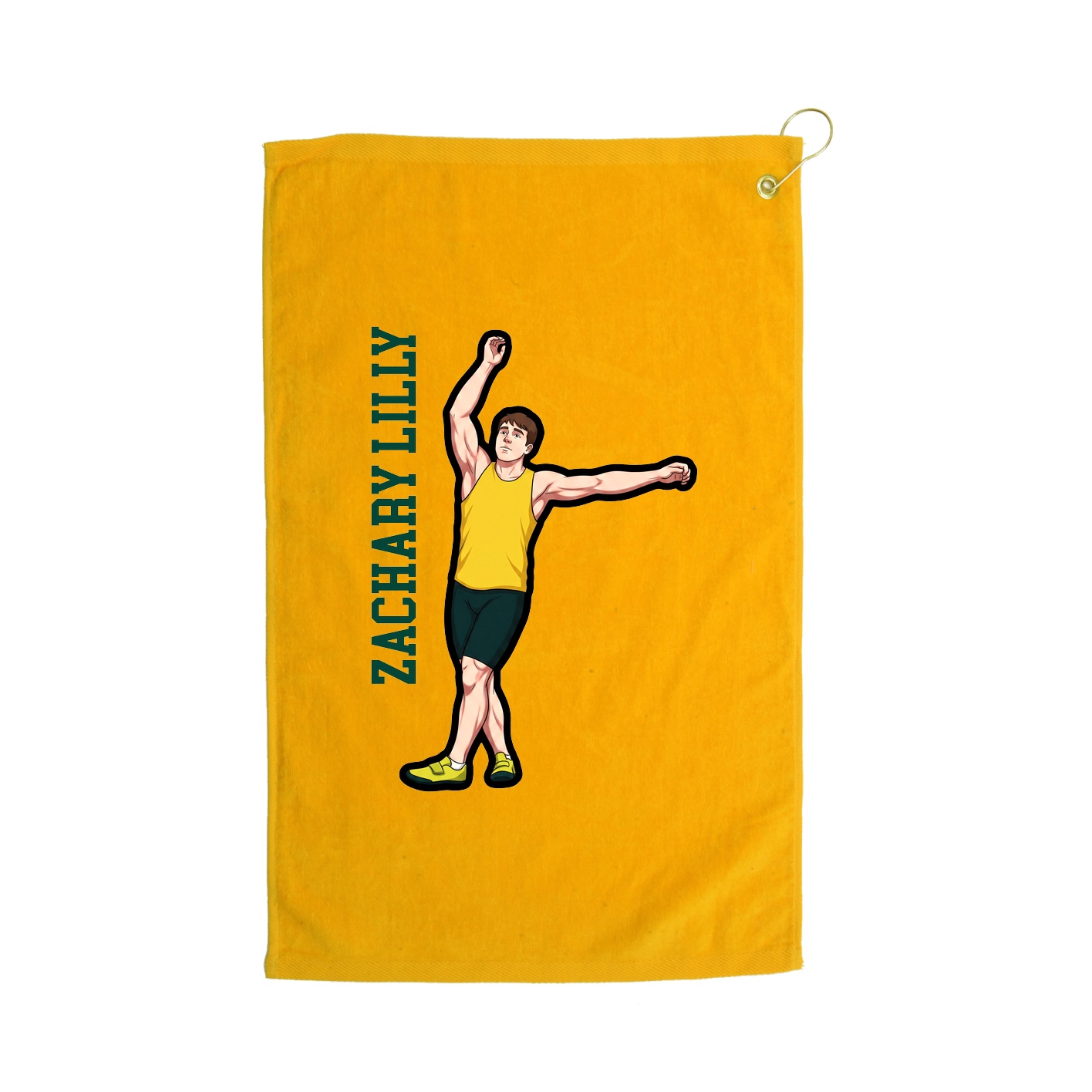 Golf Towel — Name Vertical in Gold