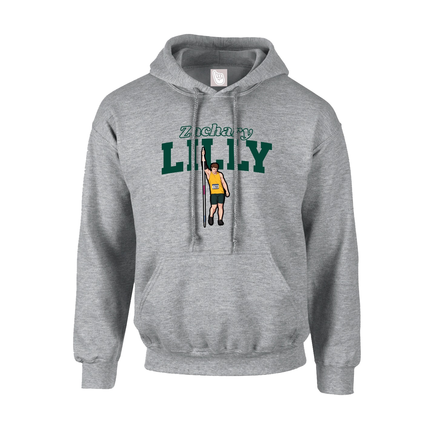 Youth Hoodie — Name Arch in Grey