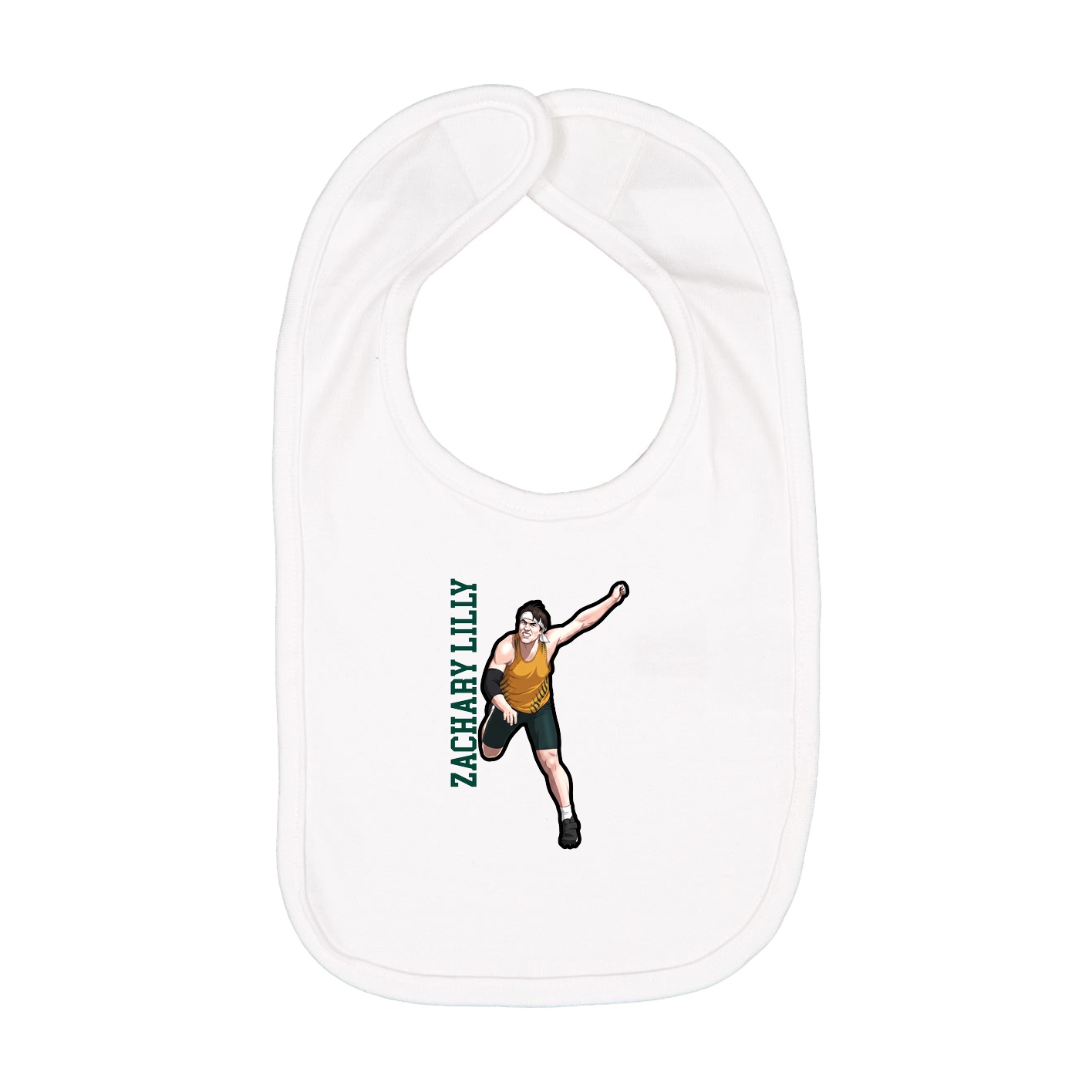 Infant Bib — Name Vertical in White