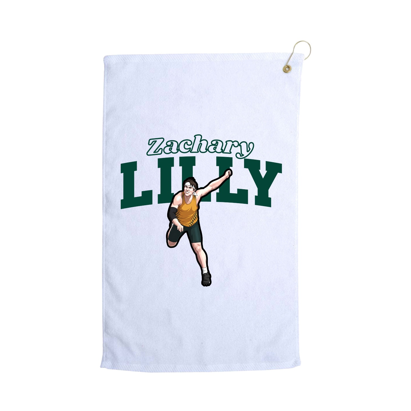 Golf Towel — Name Arch in White