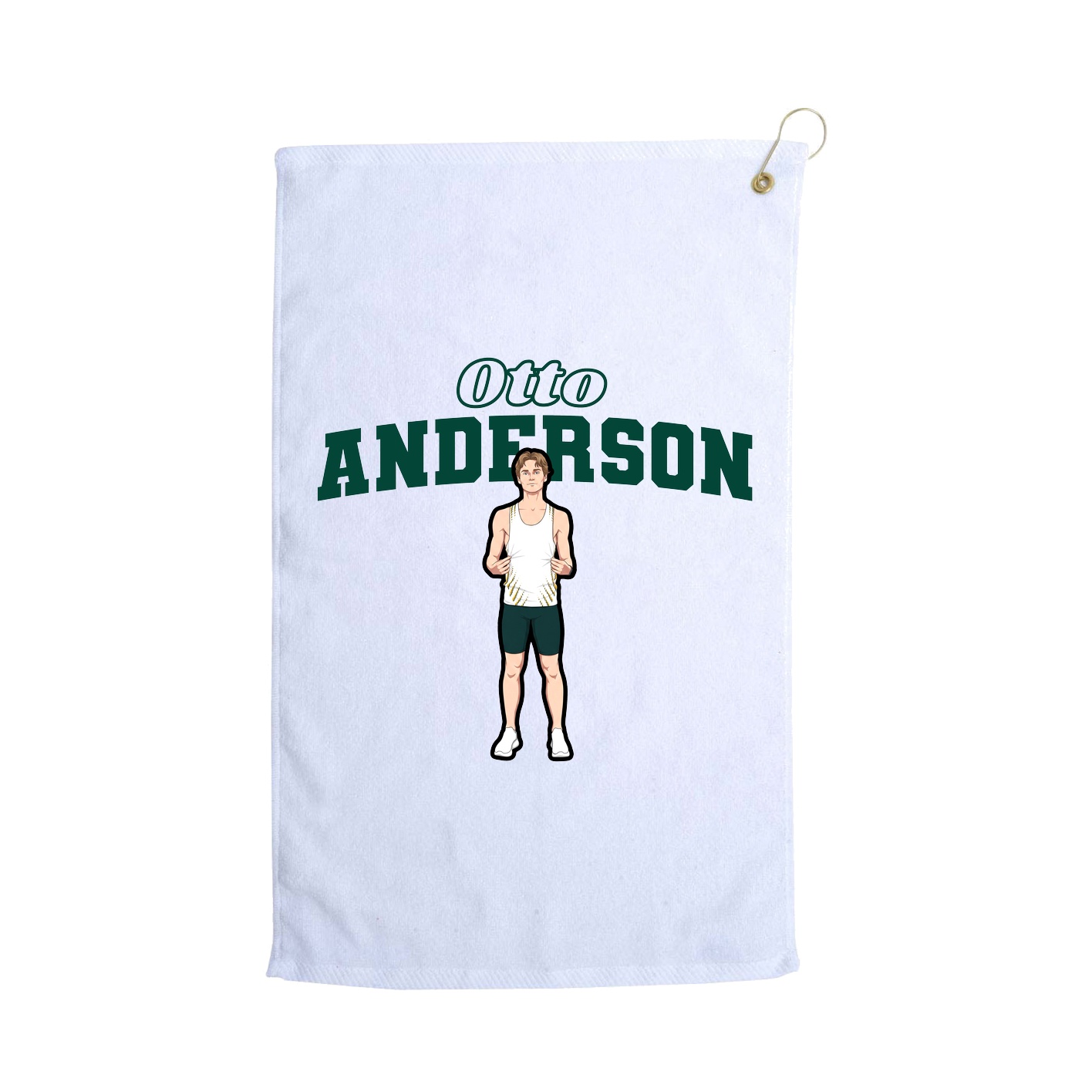 Golf Towel — Name Arch in White
