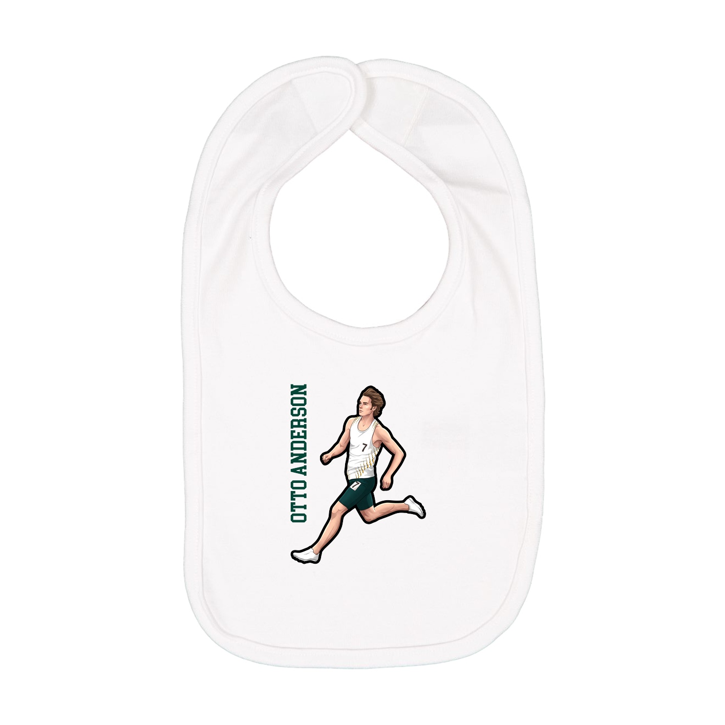 Infant Bib — Name Vertical in White
