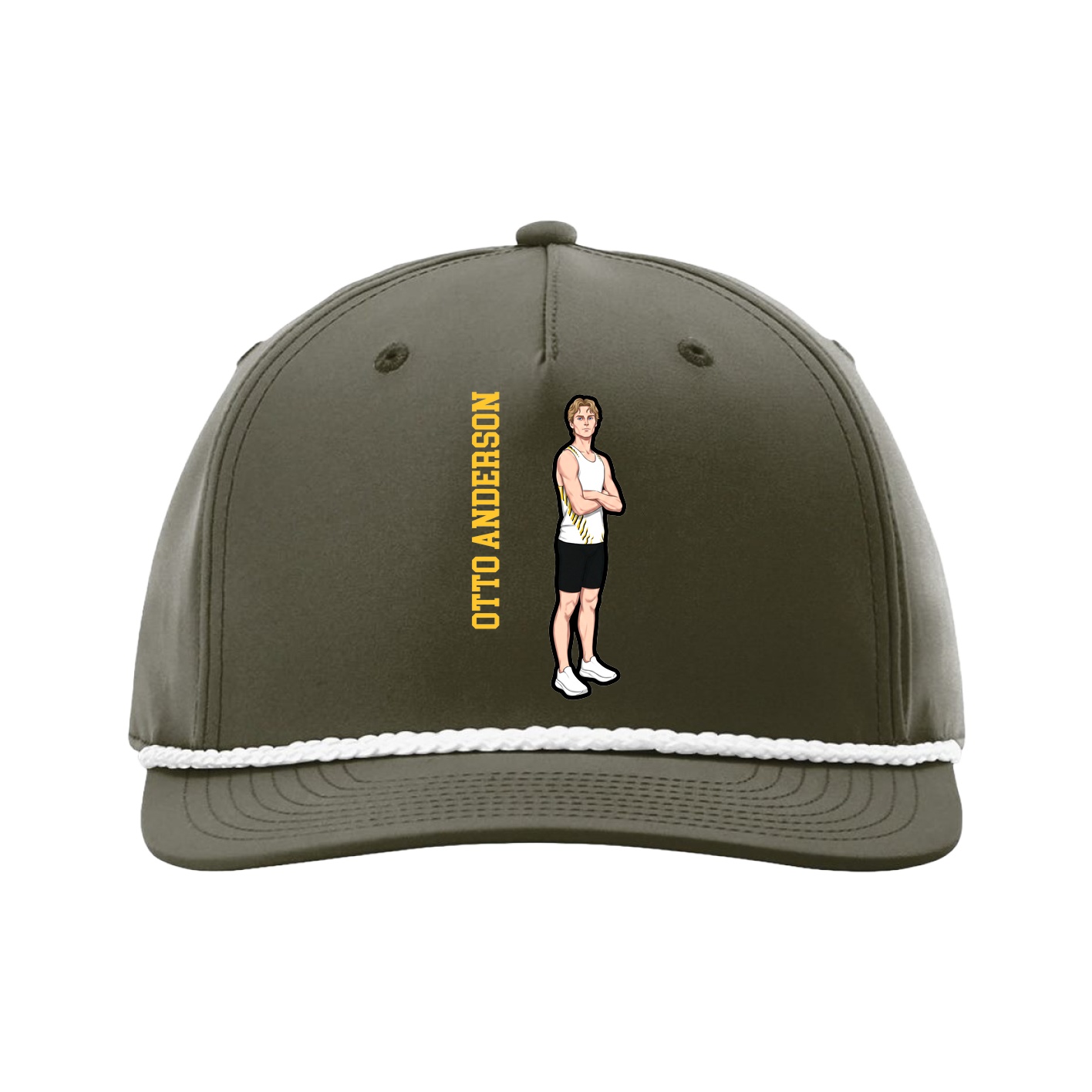 Five-Panel Classic Rope Cap — Name Vertical in Green