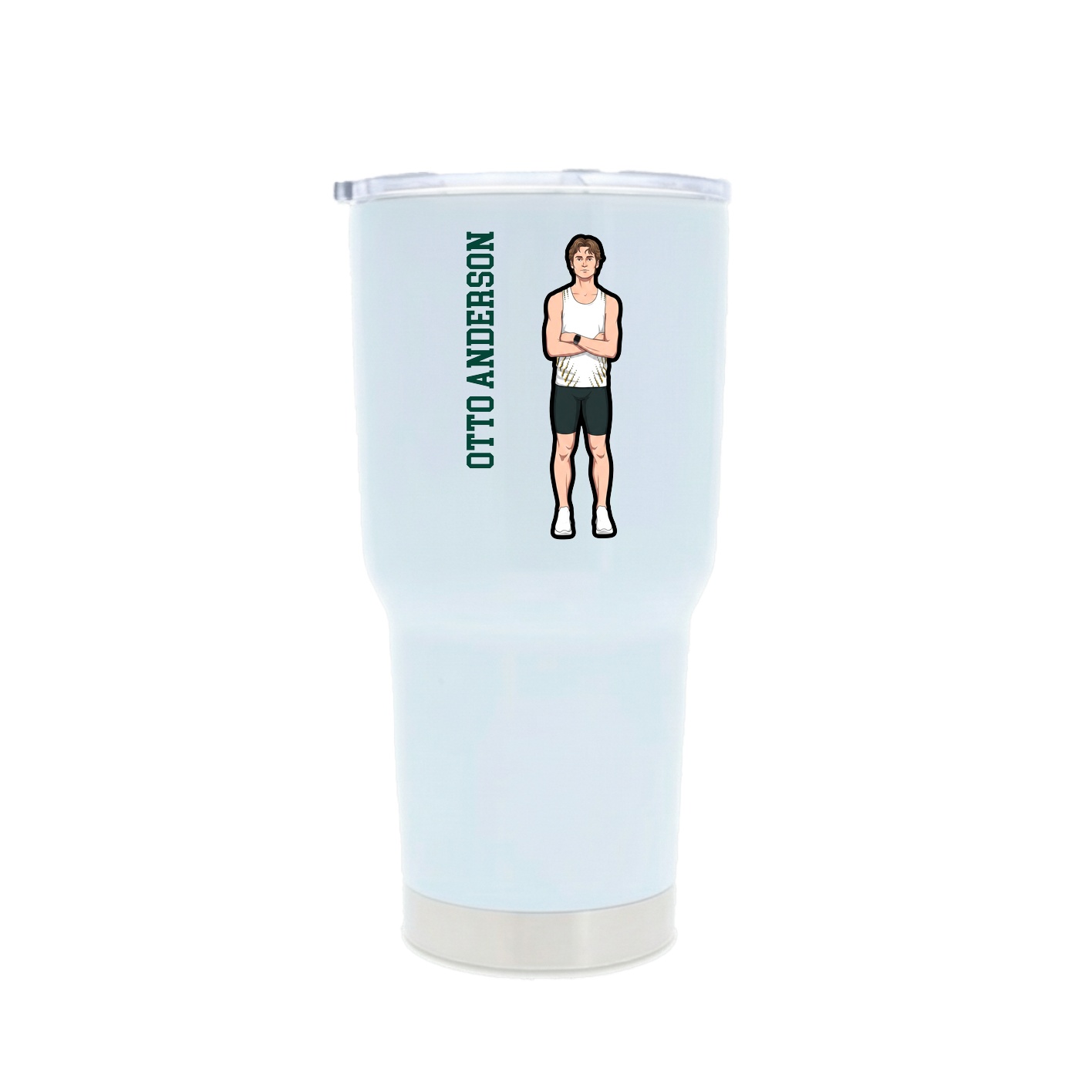 30oz Stainless Steel Tumbler — Name Vertical in White
