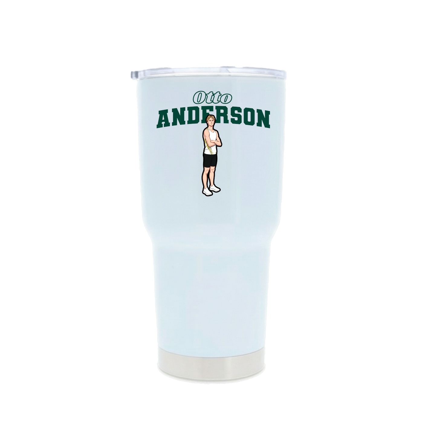 30oz Stainless Steel Tumbler — Name Arch in White