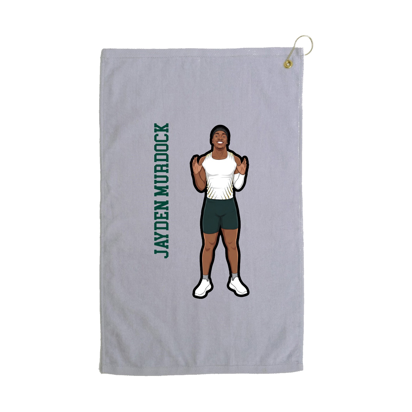 Golf Towel — Name Vertical in Grey