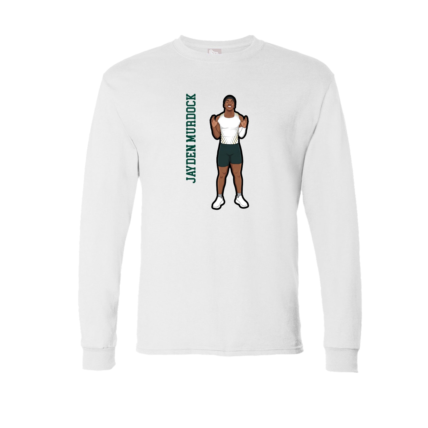 Long Sleeve Tee — Name Vertical in White