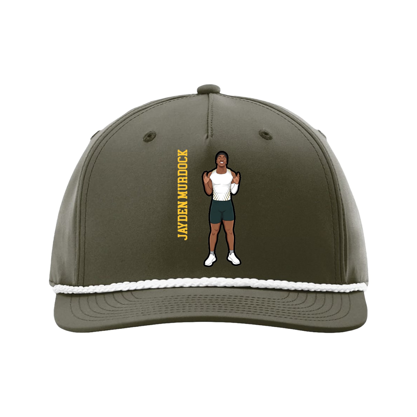 Five-Panel Classic Rope Cap — Name Vertical in Green
