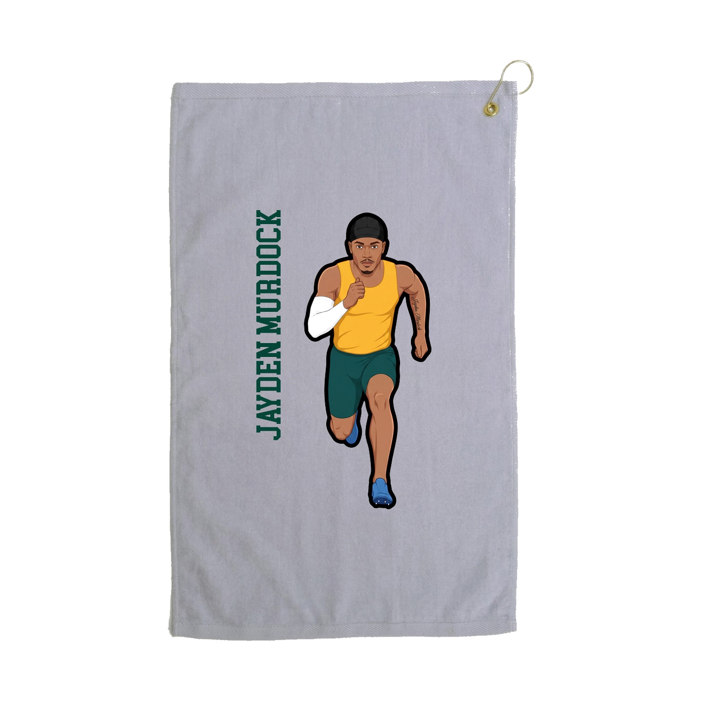 Golf Towel — Name Vertical in Grey