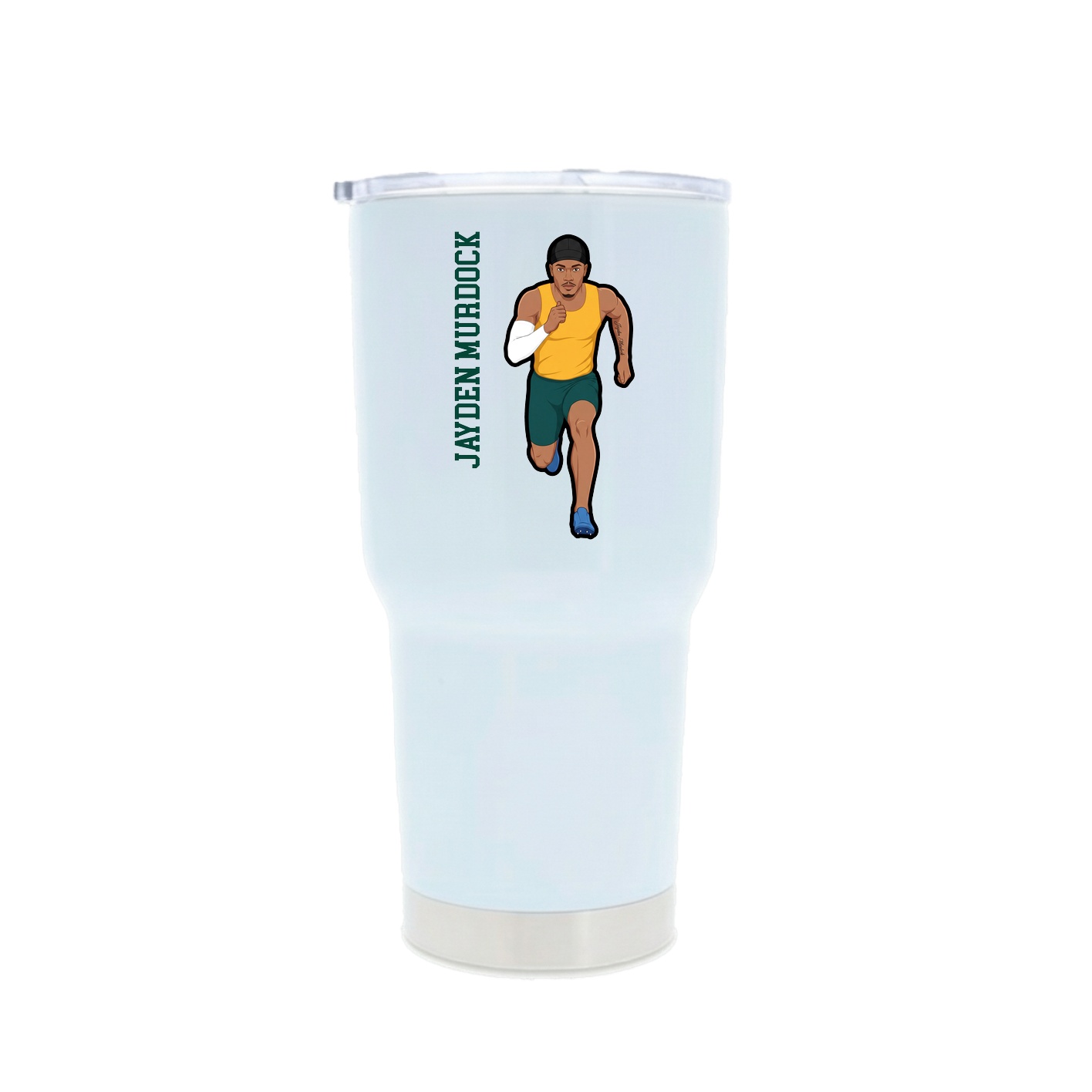 30oz Stainless Steel Tumbler — Name Vertical in White