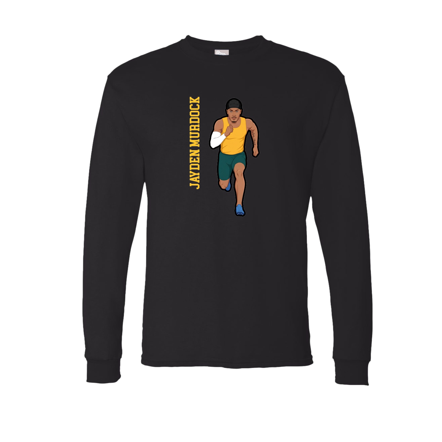 Long Sleeve Tee — Name Vertical in Black