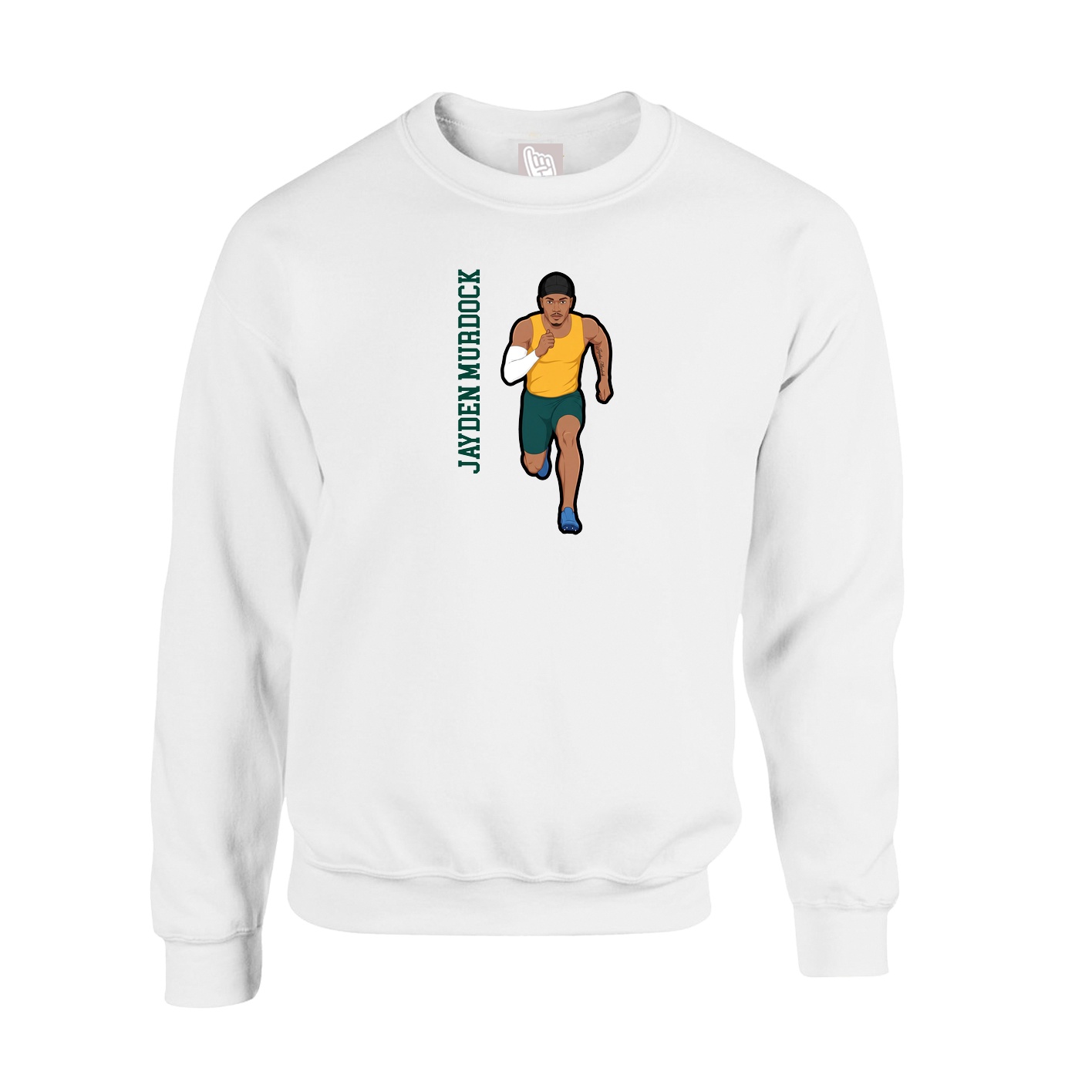 Fleece Crew — Name Vertical in White