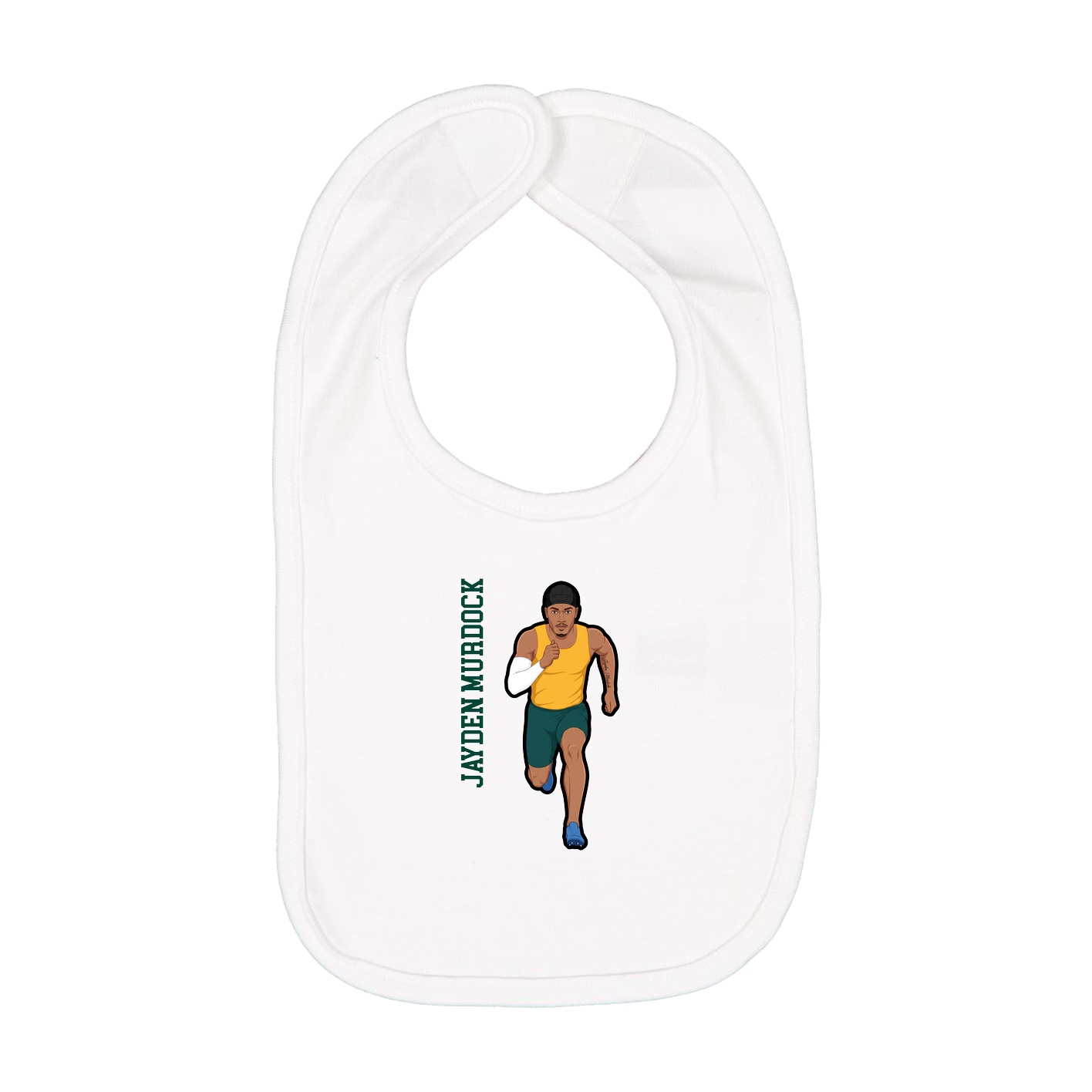 Infant Bib — Name Vertical in White