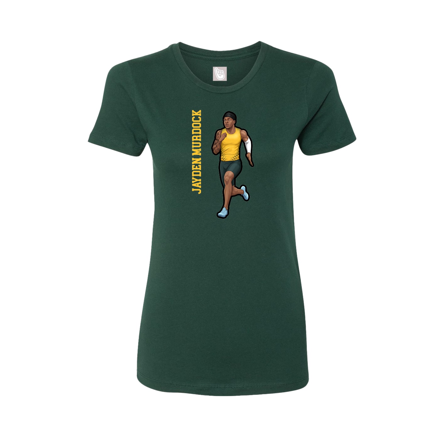 Womens Tee — Name Vertical in Green