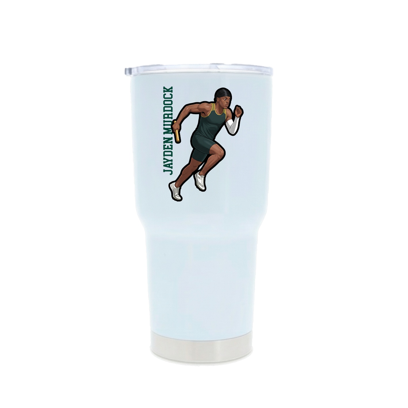 30oz Stainless Steel Tumbler — Name Vertical in White
