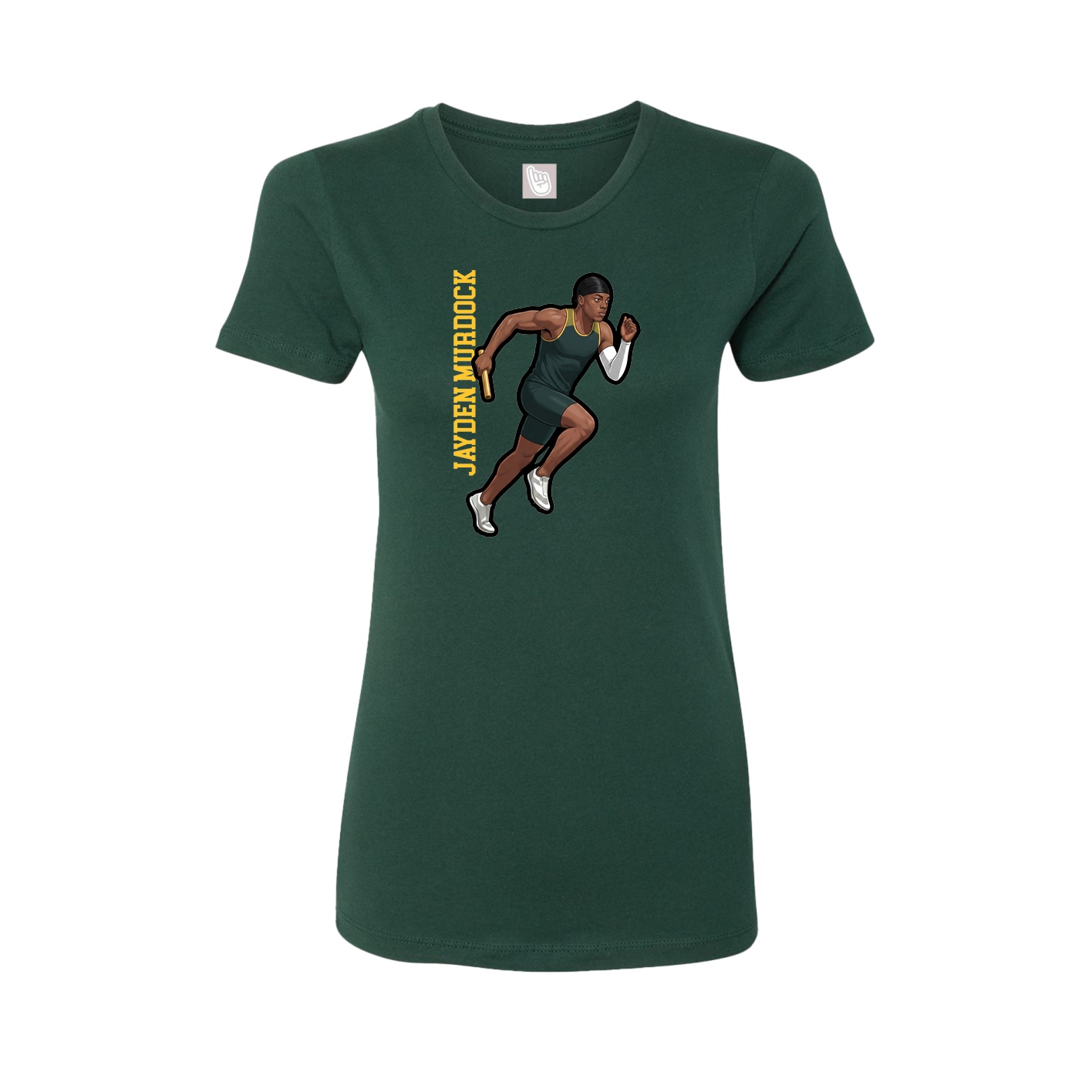 Womens Tee — Name Vertical in Green