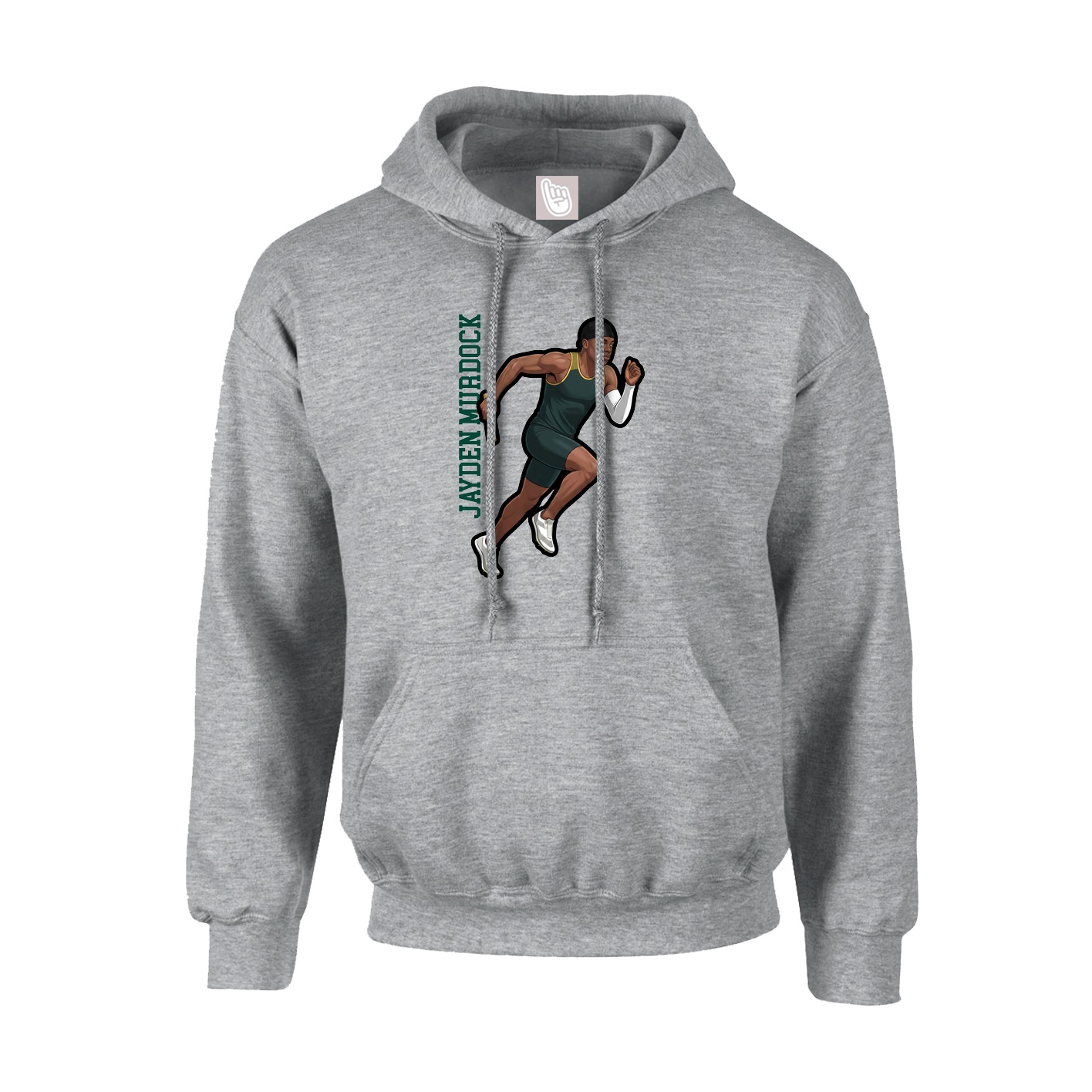 Youth Hoodie — Name Vertical in Grey