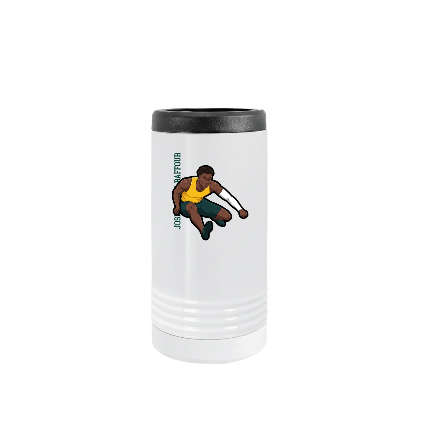Slim Beverage Holder — Name Vertical in White