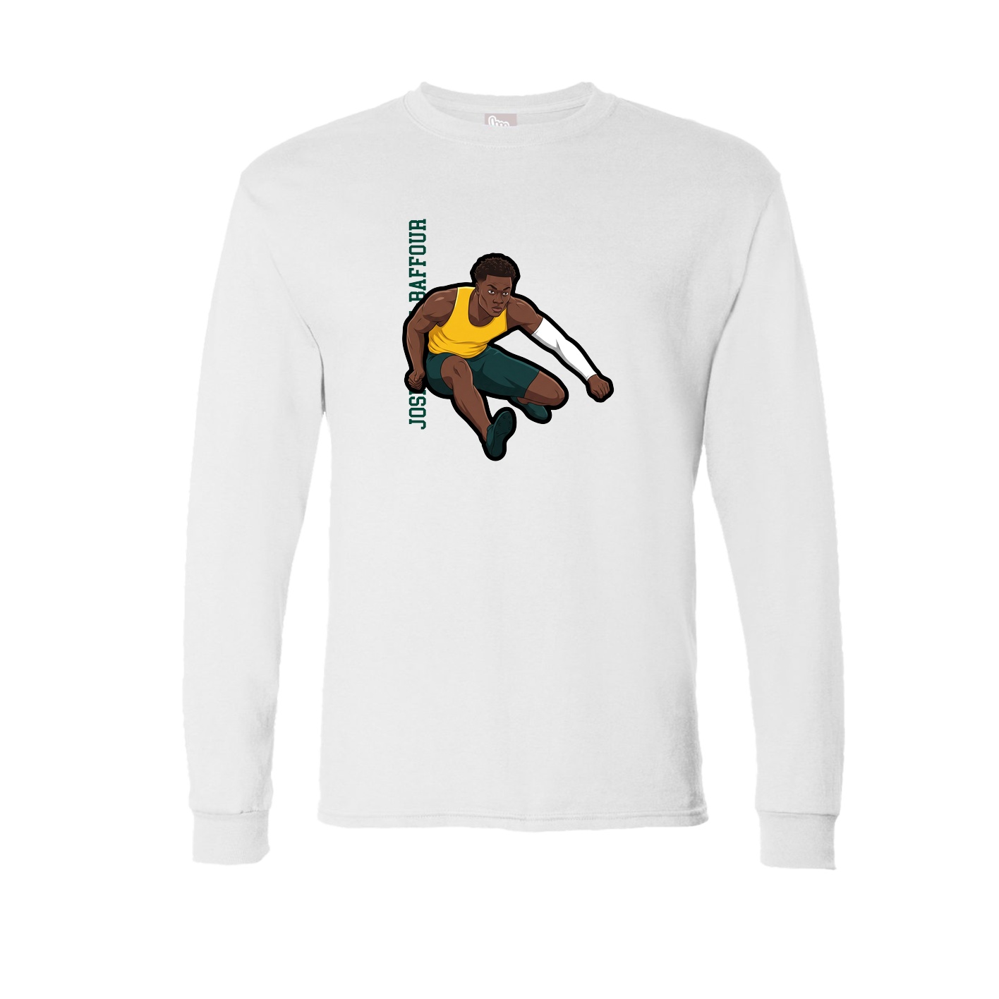 Long Sleeve Tee — Name Vertical in White