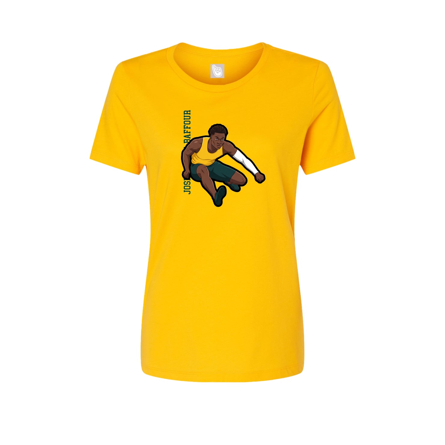 Fitted Women's Tee — Name Vertical in Gold