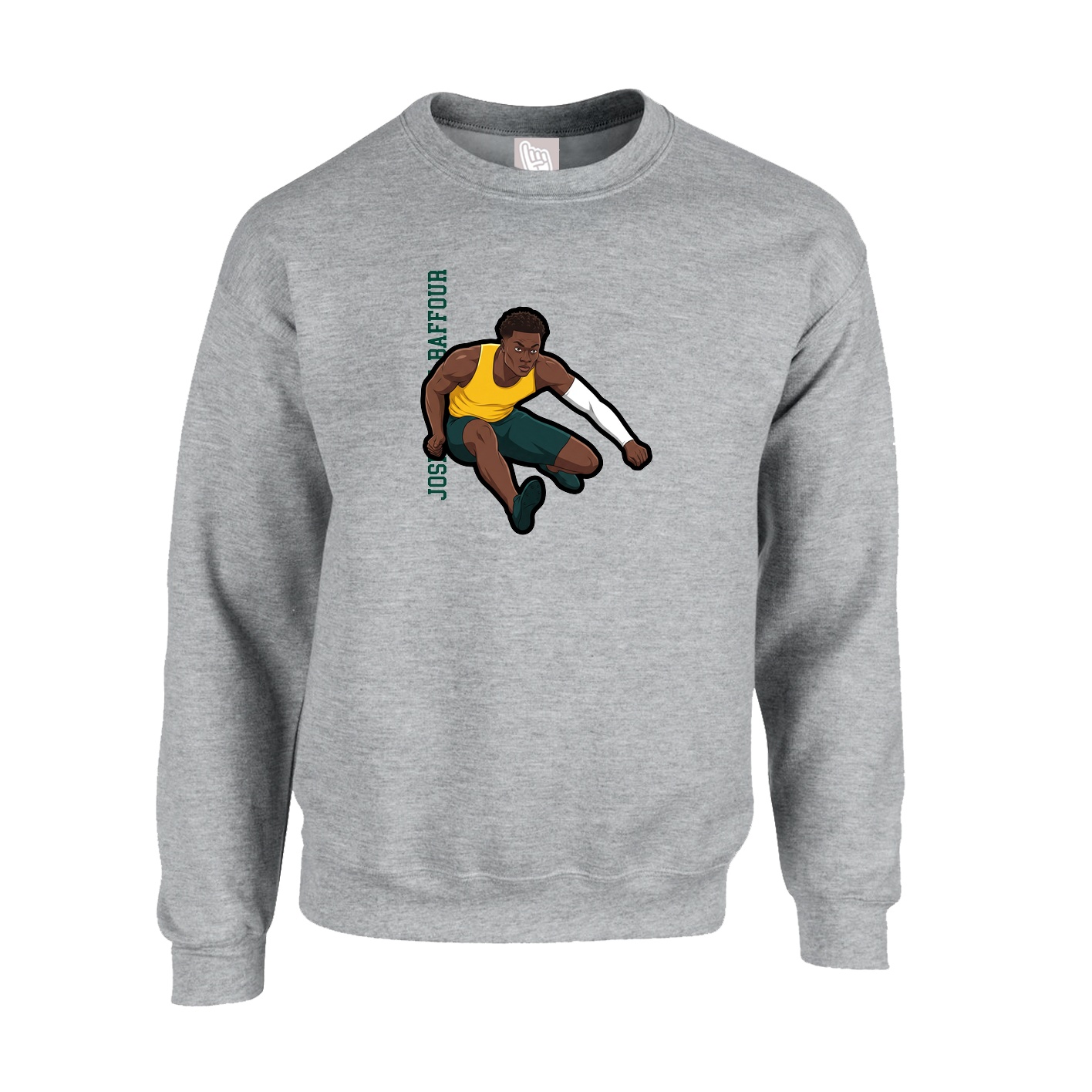 Fleece Crew — Name Vertical in Grey