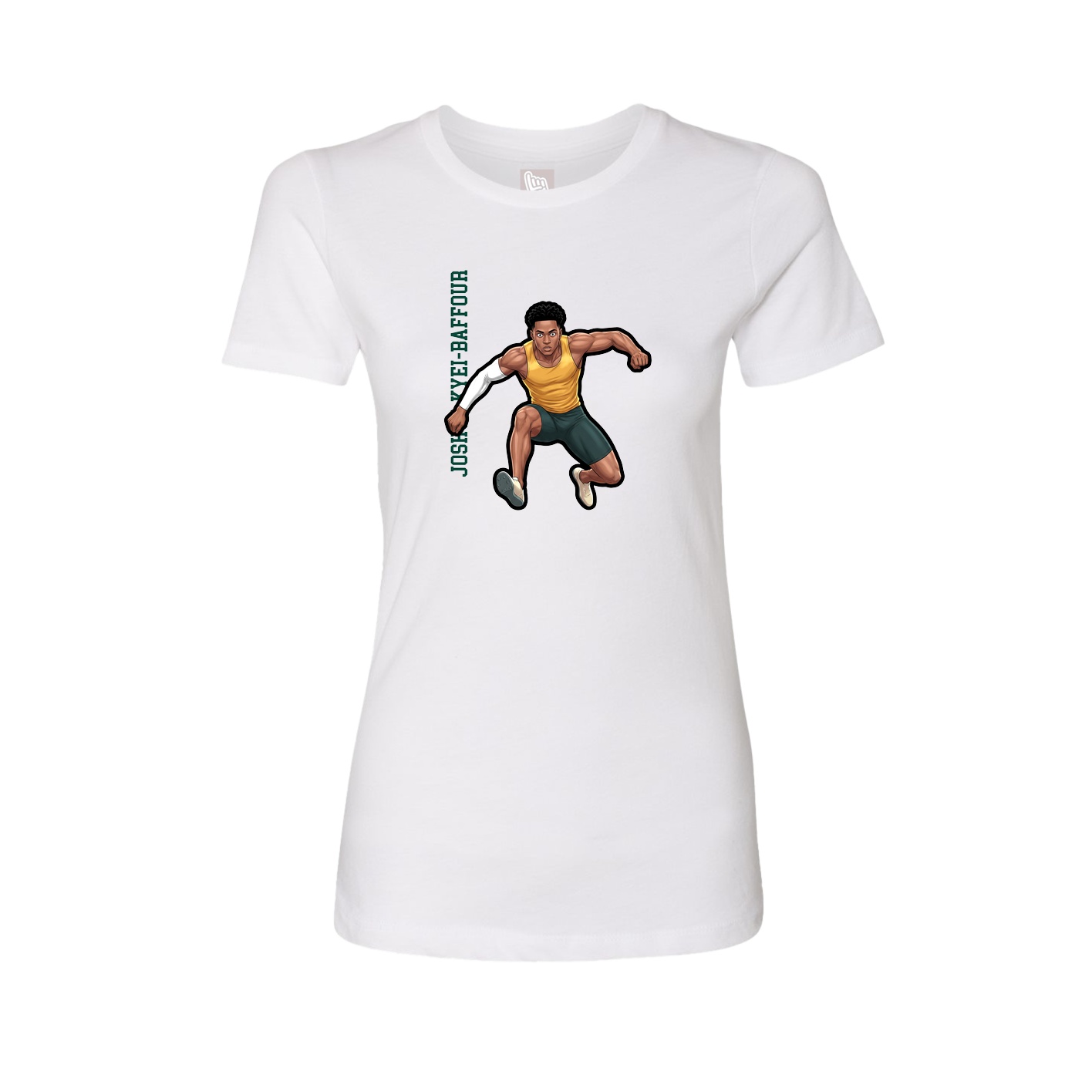 Fitted Women's Tee — Name Vertical in White