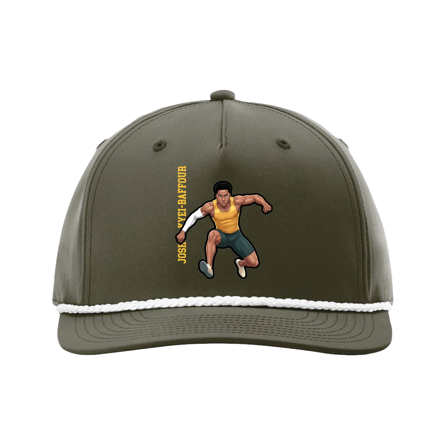 Five-Panel Classic Rope Cap — Name Vertical in Green