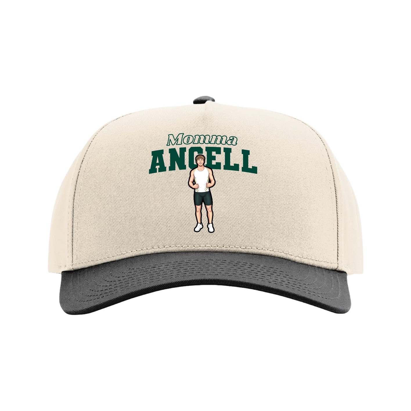Full Fabric Five-Panel Champ Cap — Mothers Day Block in Cream/Black