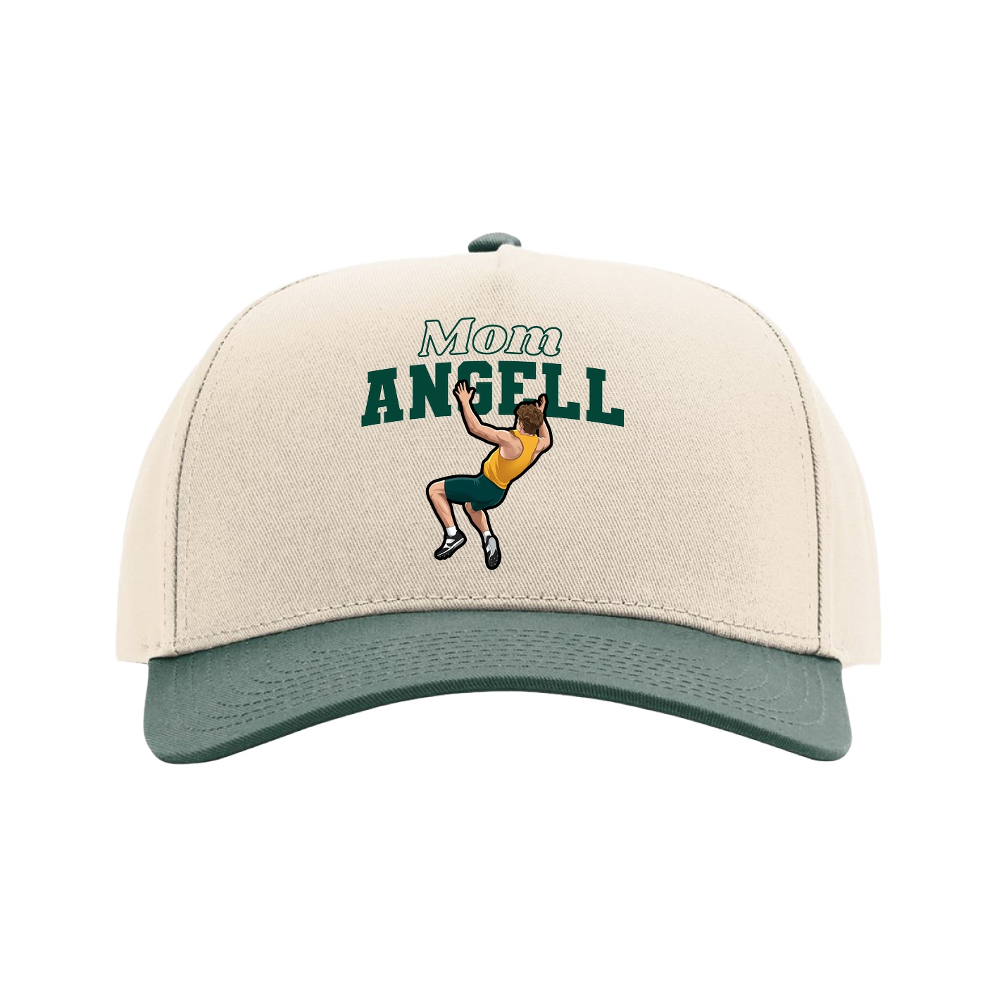 Full Fabric Five-Panel Champ Cap — Mothers Day Block in Cream/Green