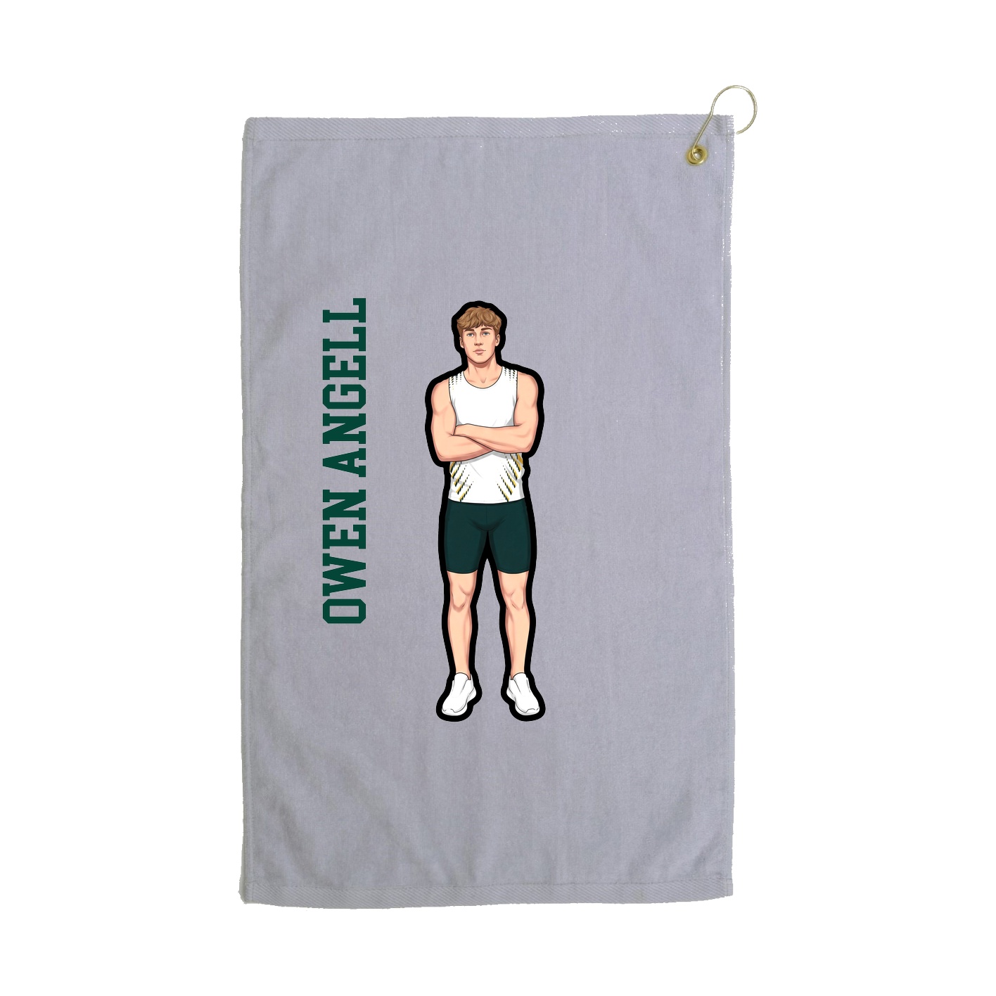 Golf Towel — Name Vertical in Grey