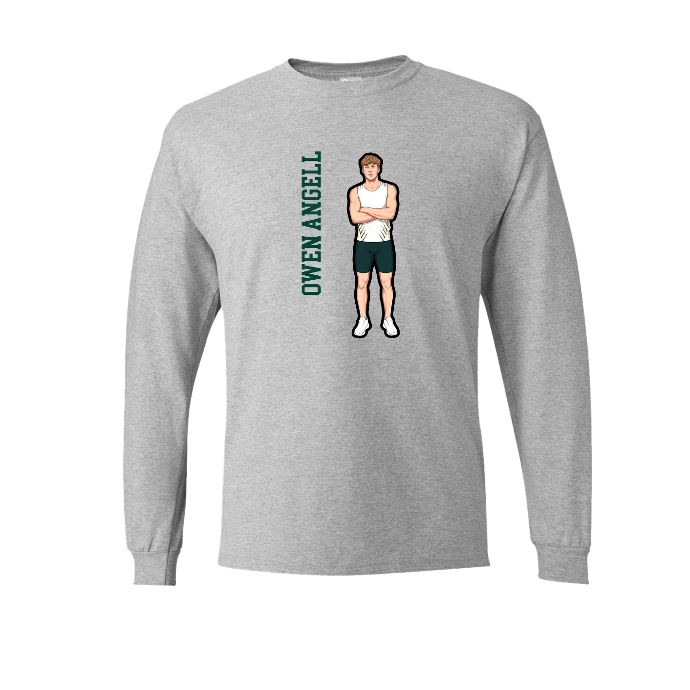 Long Sleeve Tee — Name Vertical in Grey