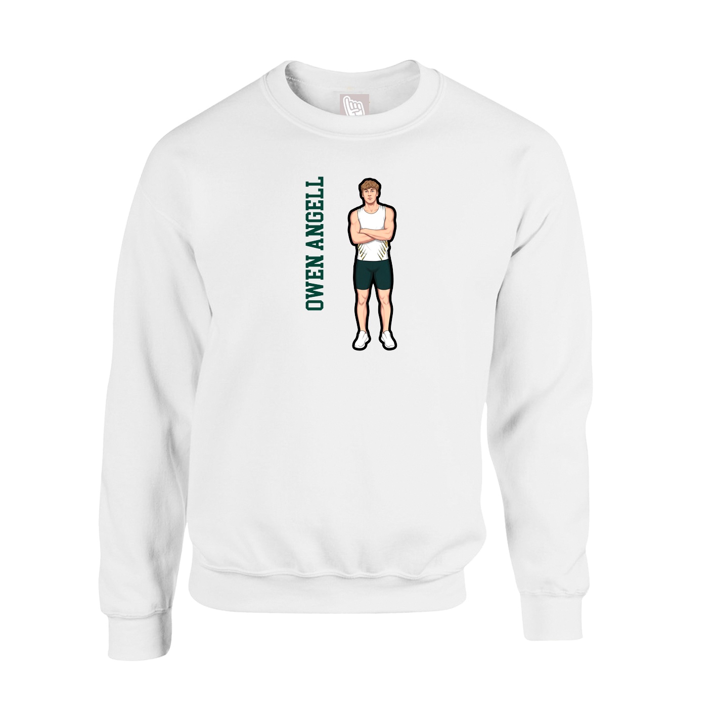 Fleece Crew — Name Vertical in White