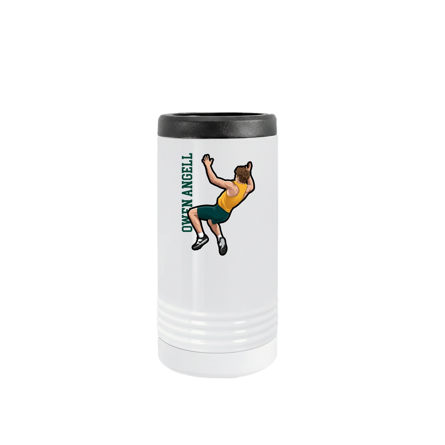 Slim Beverage Holder — Name Vertical in White