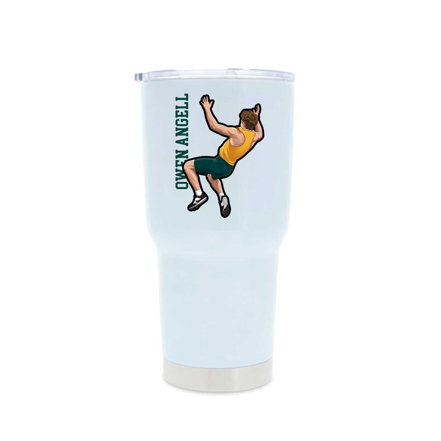 30oz Stainless Steel Tumbler — Name Vertical in White