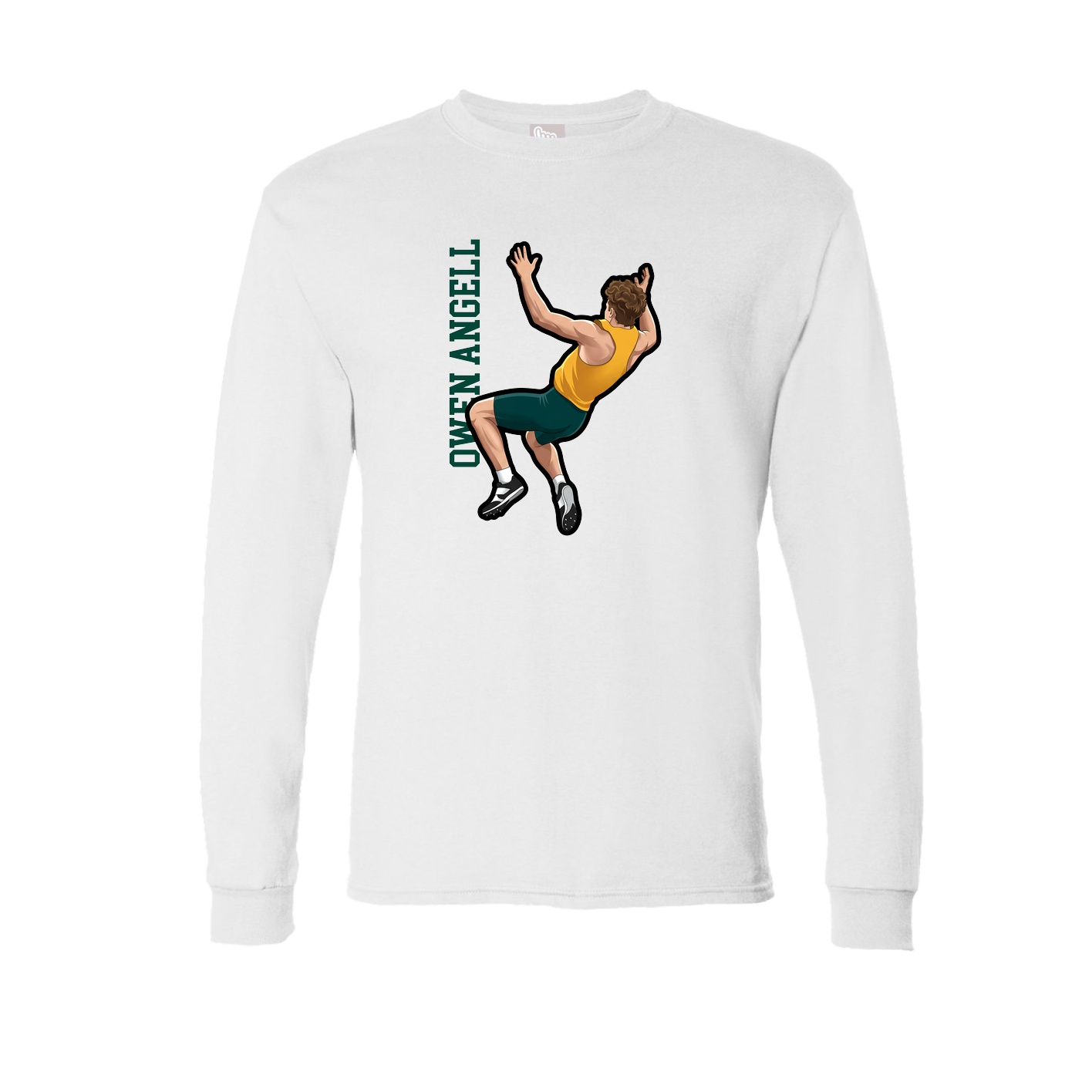 Long Sleeve Tee — Name Vertical in White