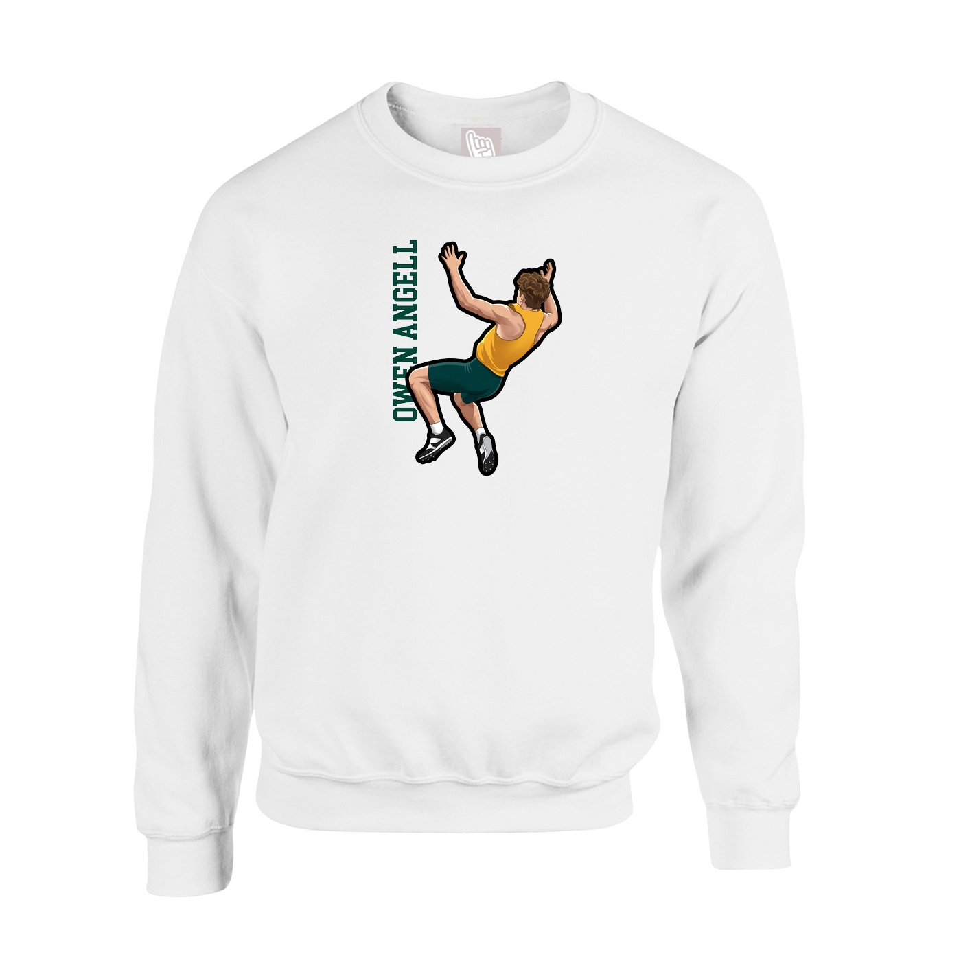 Fleece Crew — Name Vertical in White