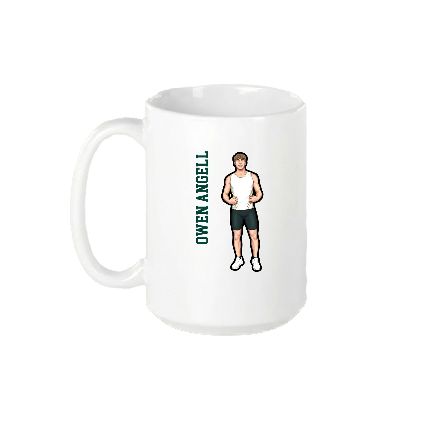 15oz Coffee Mug — Name Vertical in White