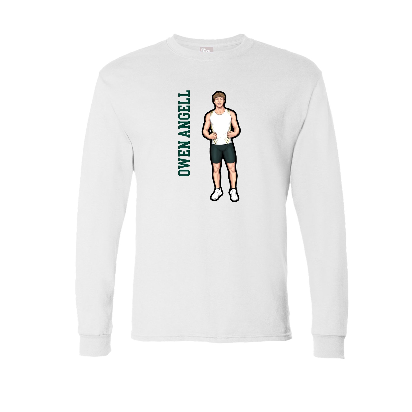Long Sleeve Tee — Name Vertical in White