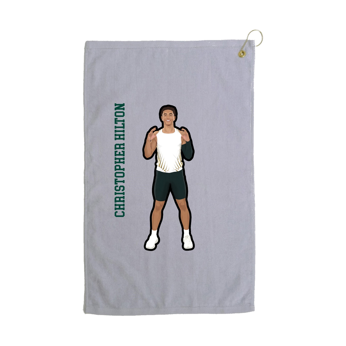 Golf Towel — Name Vertical in Grey