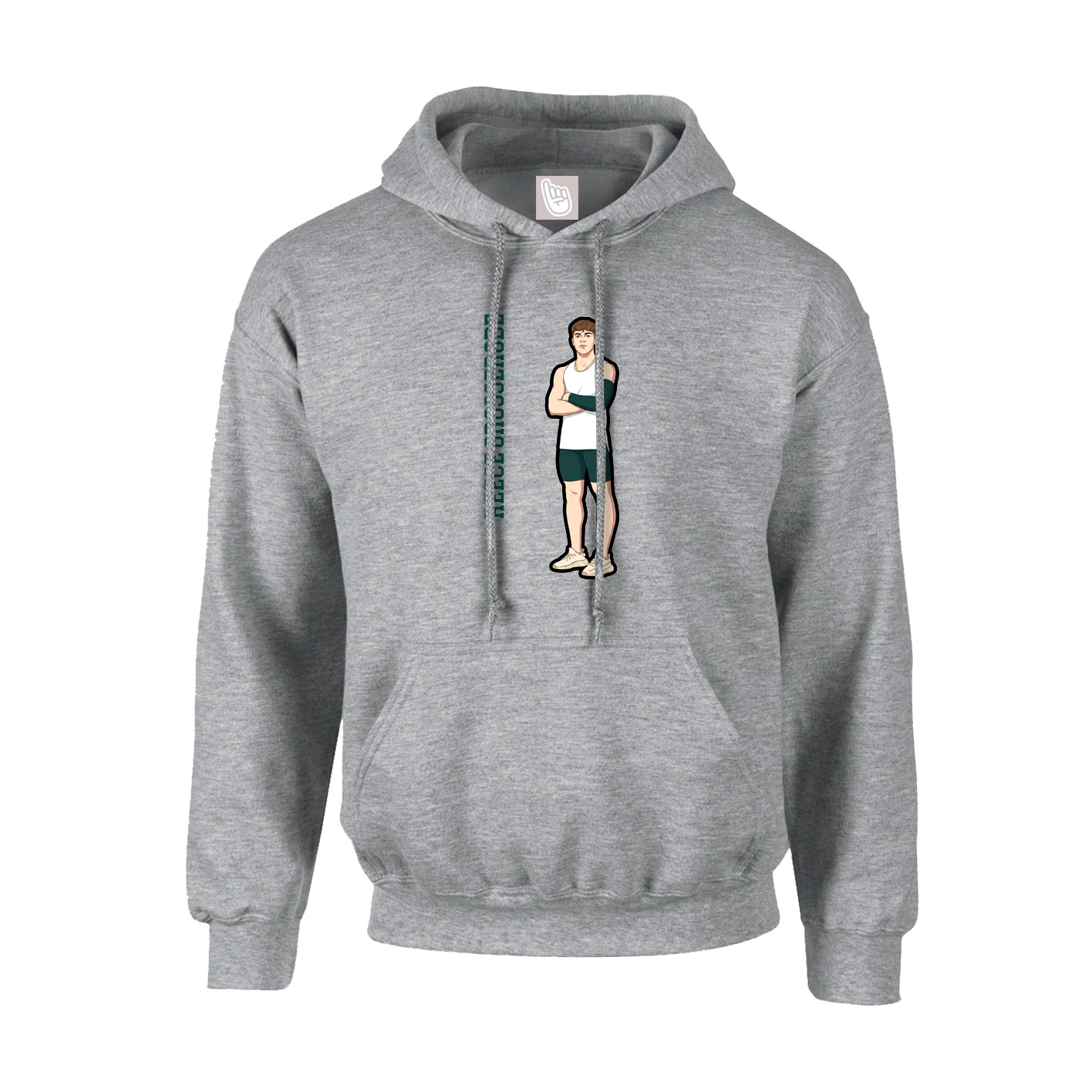 Hoodie — Name Vertical in Grey