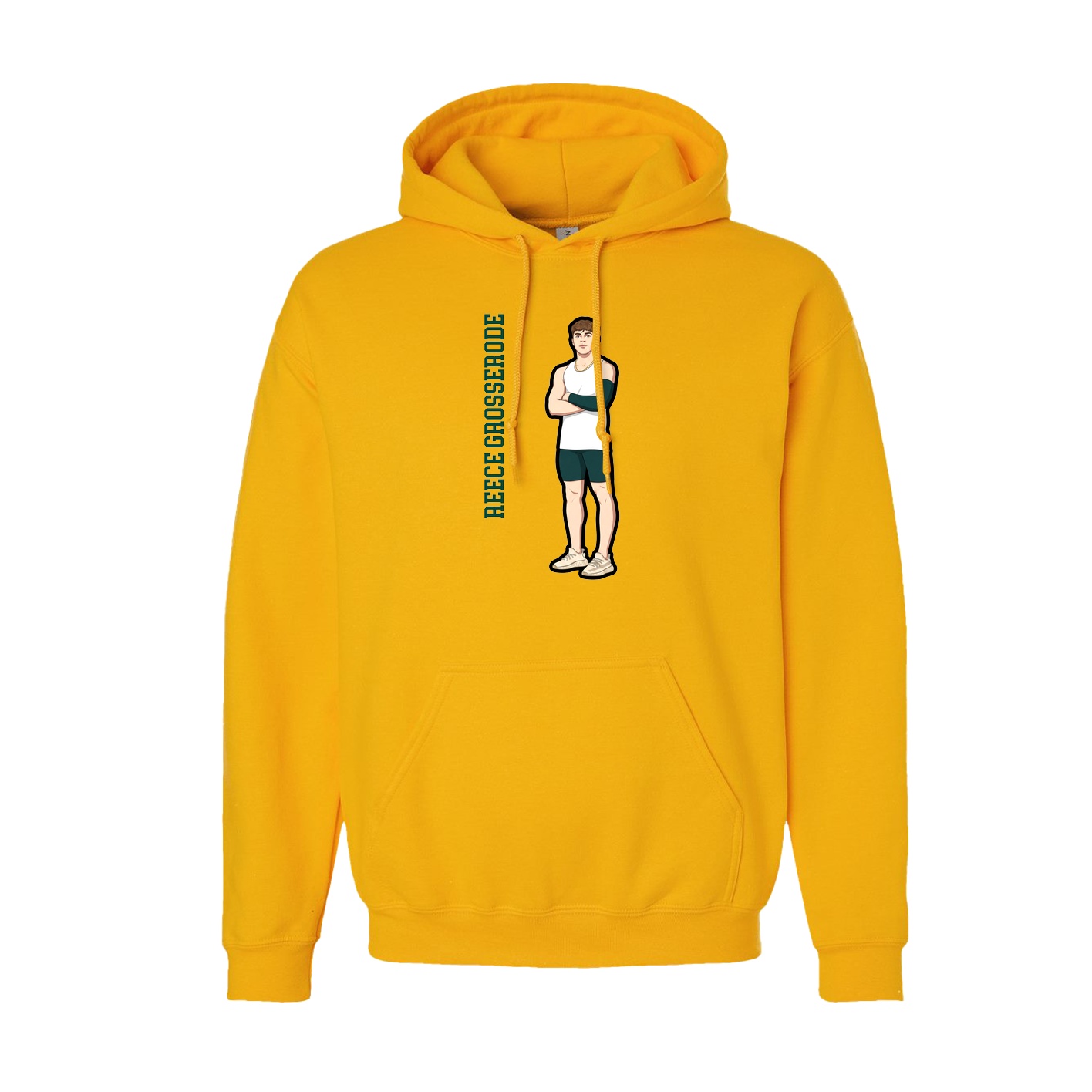 Youth Hoodie — Name Vertical in Gold