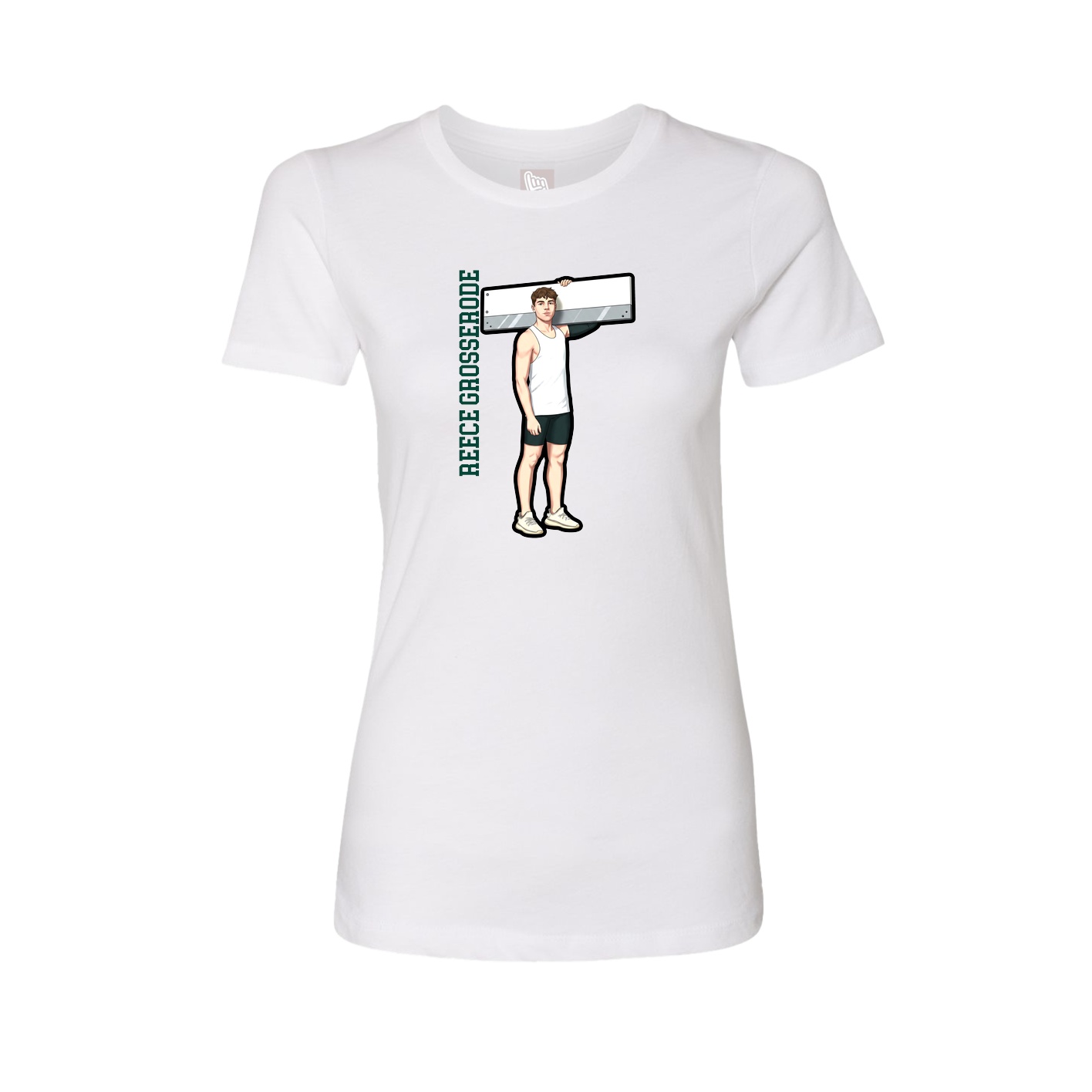 Womens Tee — Name Vertical in White