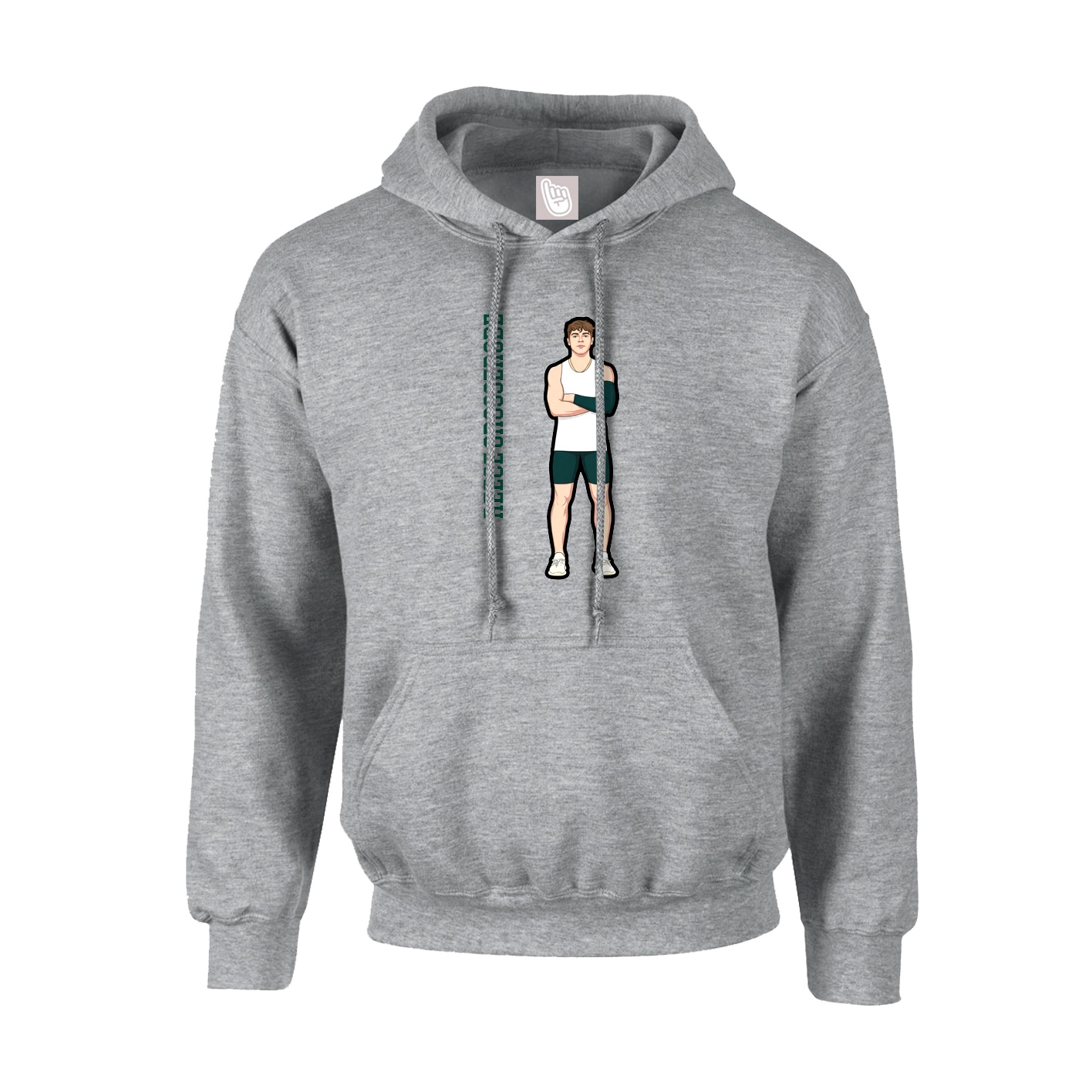 Youth Hoodie — Name Vertical in Grey